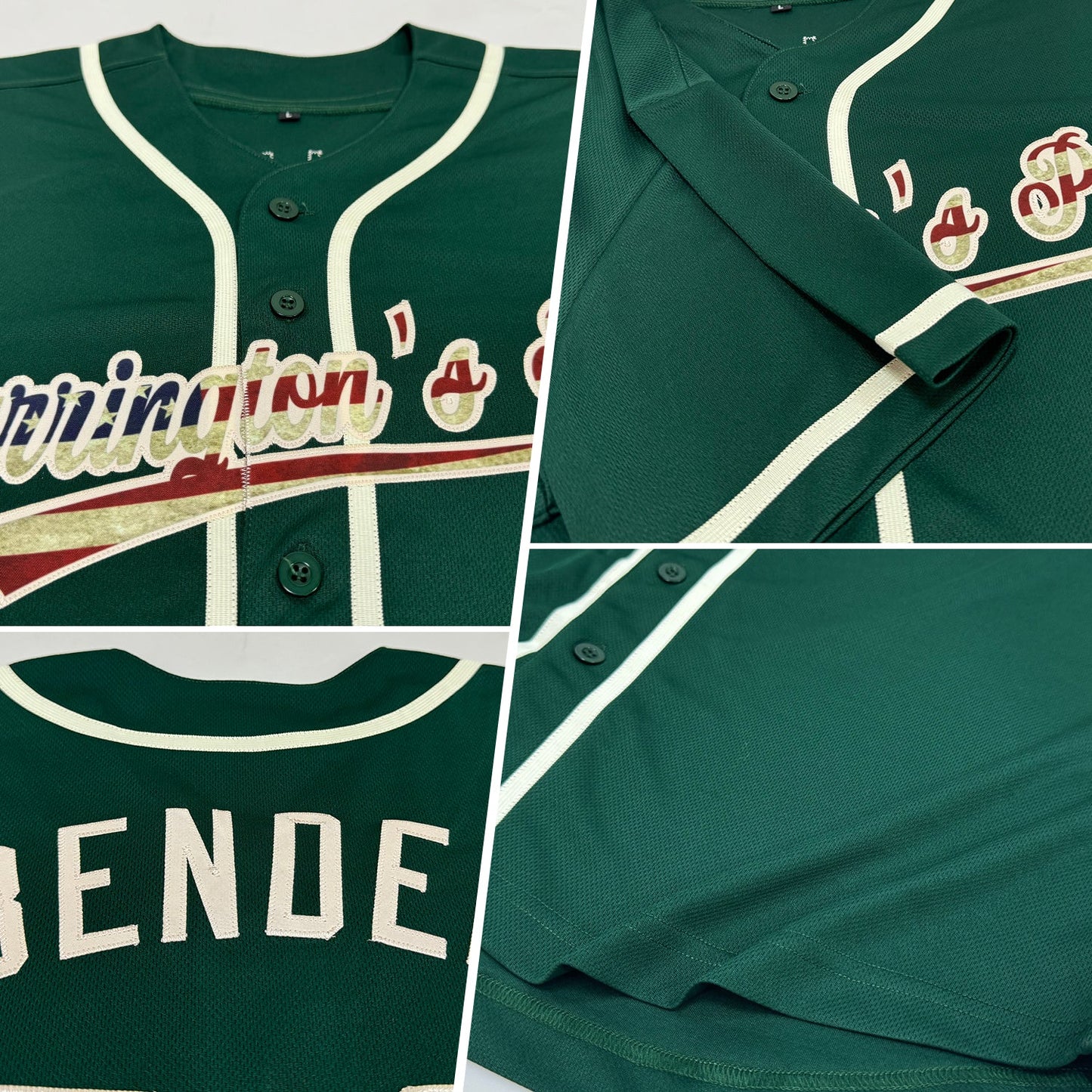 Custom Green Vintage USA Flag-Cream Authentic Baseball Jersey view 2