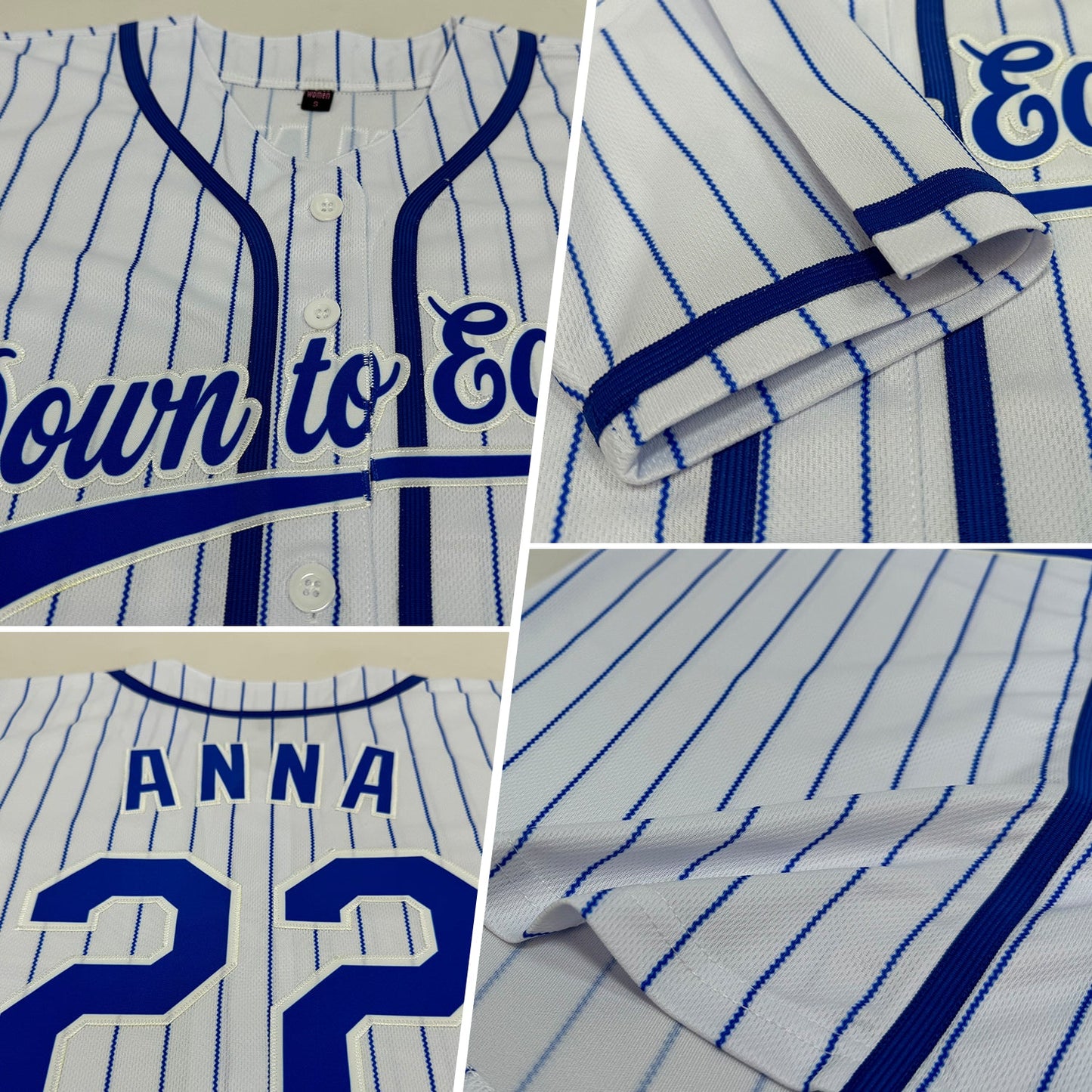 Custom White Royal Pinstripe Royal Authentic Baseball Jersey view 2