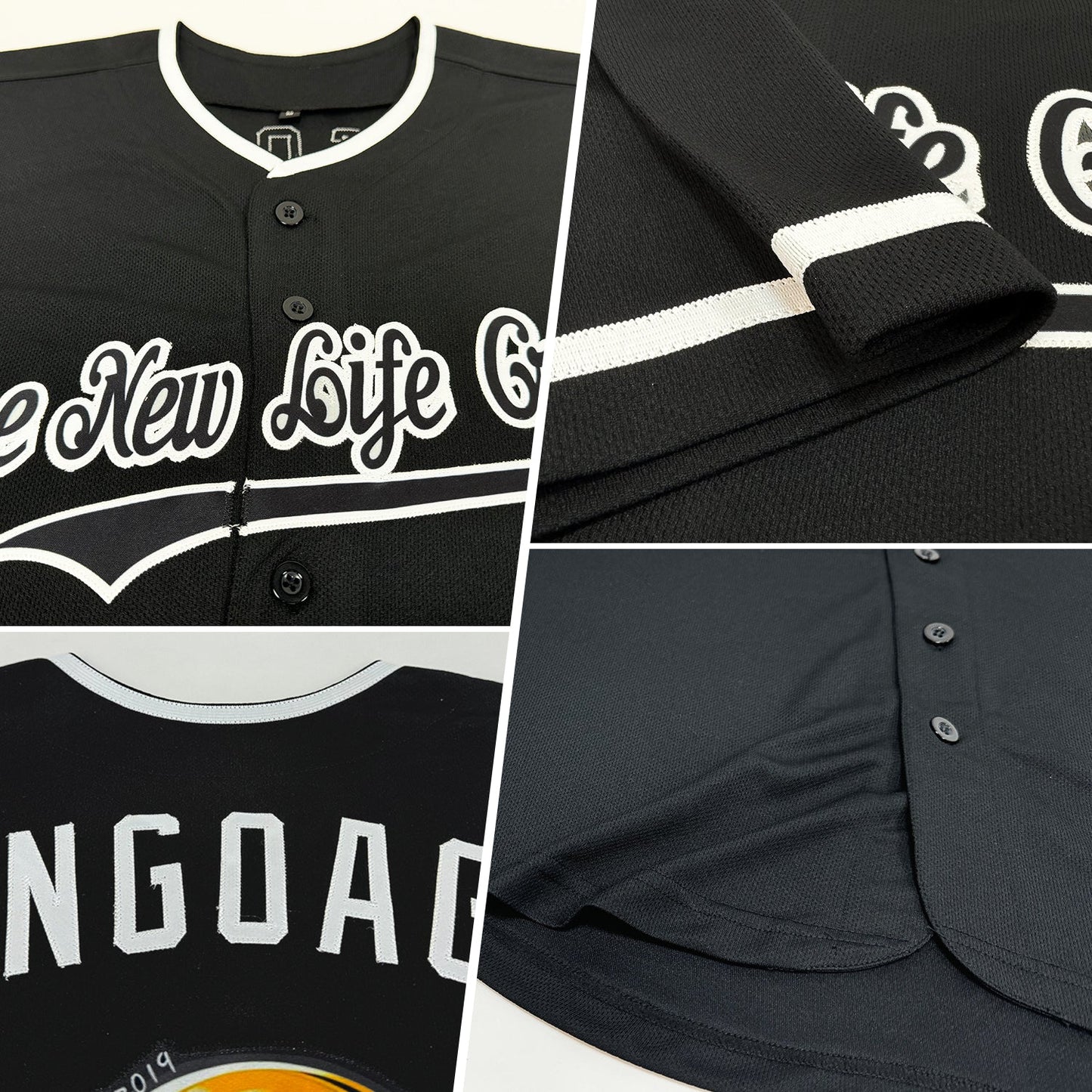 Custom Black White Authentic Baseball Jersey view 2