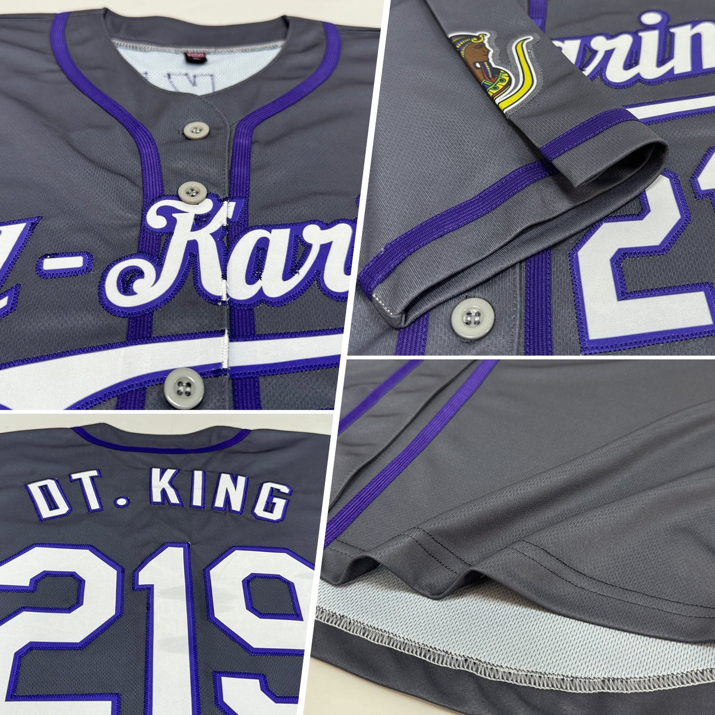 Custom Steel Gray White-Purple Authentic Baseball Jersey view 2