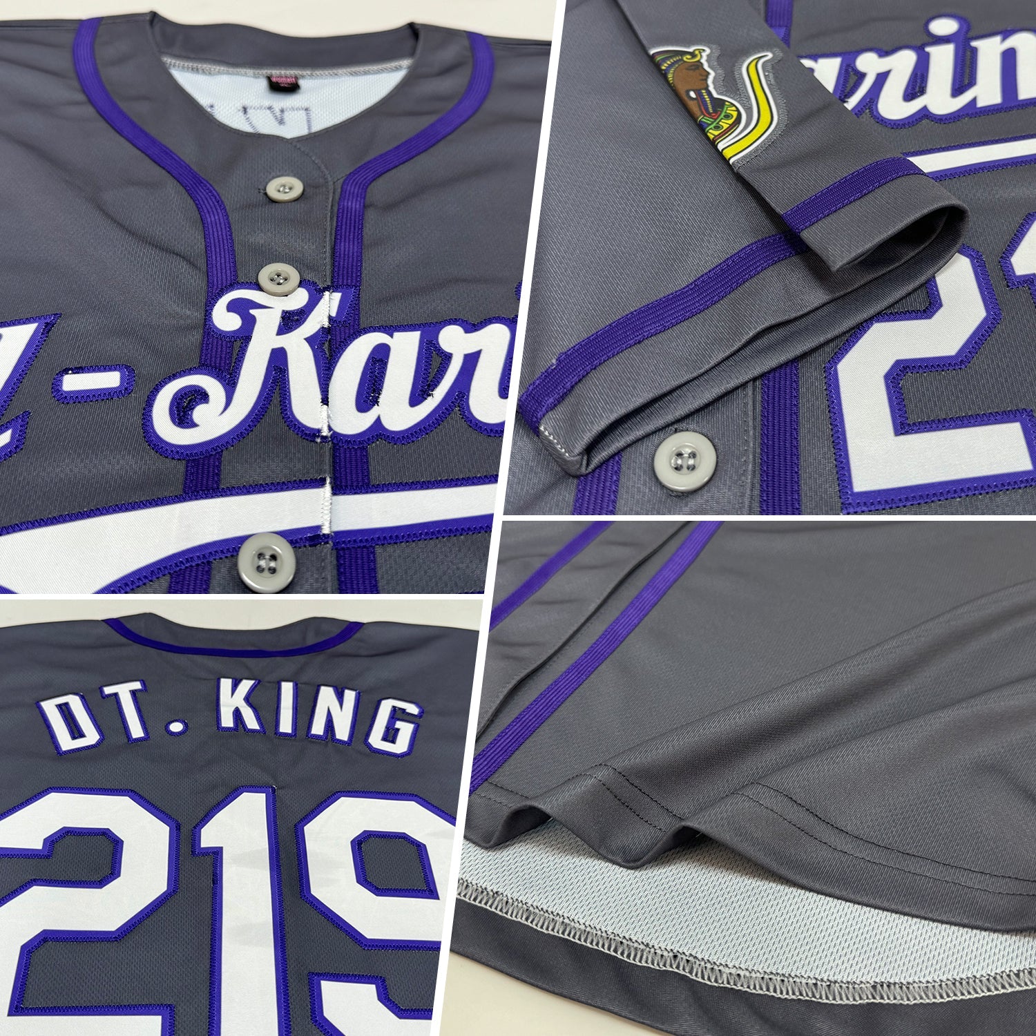Custom Steel Gray White-Purple Authentic Baseball Jersey view 2