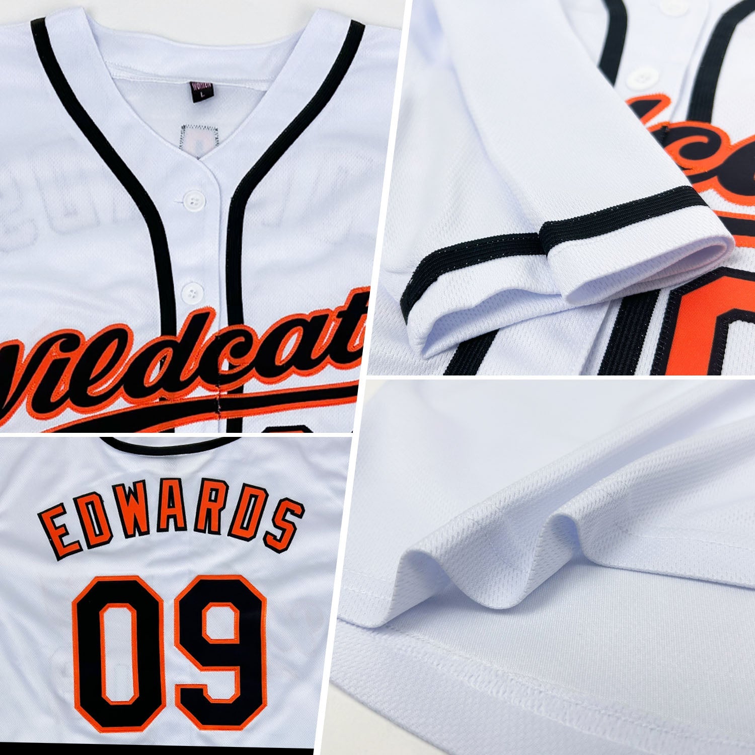 Custom White Black-Orange Authentic Baseball Jersey view 2