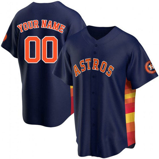 Custom Houston Astros Baseball Jerseys Navy Stitched Jerseys LOGO - Main View