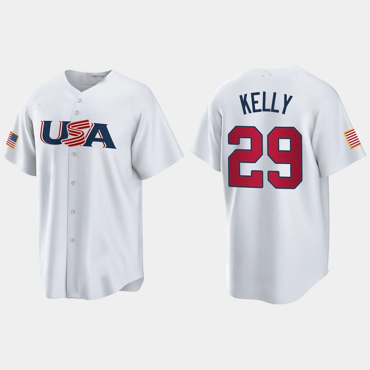 #29 MERRILL KELLY ARIZONA DIAMONDBACKS 2023 WORLD BASEBALL CLASSIC USA REPLICA JERSEY ¨C WHITE Stitches Baseball Jerseys - Main View