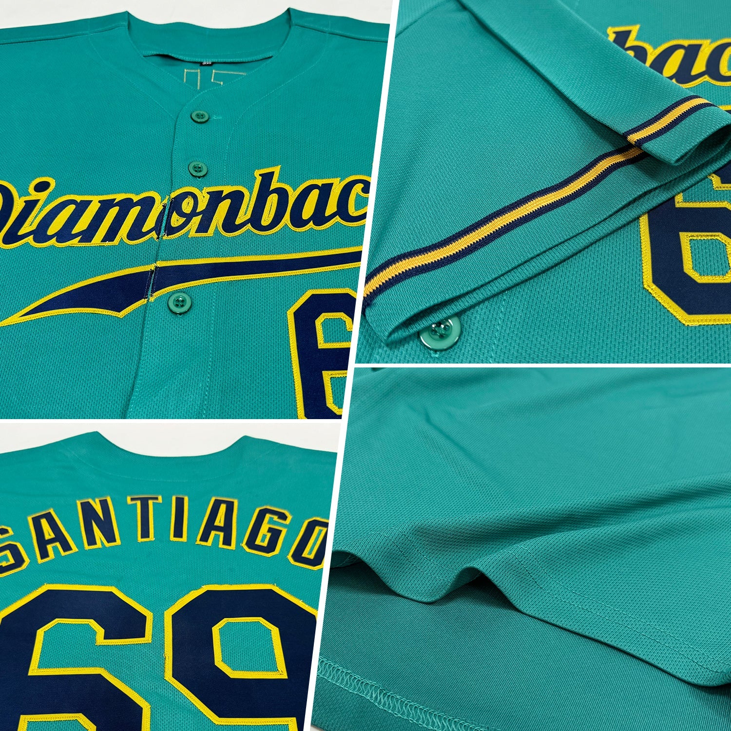 Custom Teal Navy-Old Gold Authentic Baseball Jersey view 2