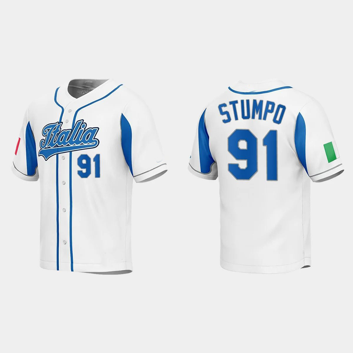 #91 MITCHELL STUMPO ITALY BASEBALL 2023 WORLD BASEBALL CLASSIC JERSEY ¨C WHITE Stitches Baseball Jerseys - Main View