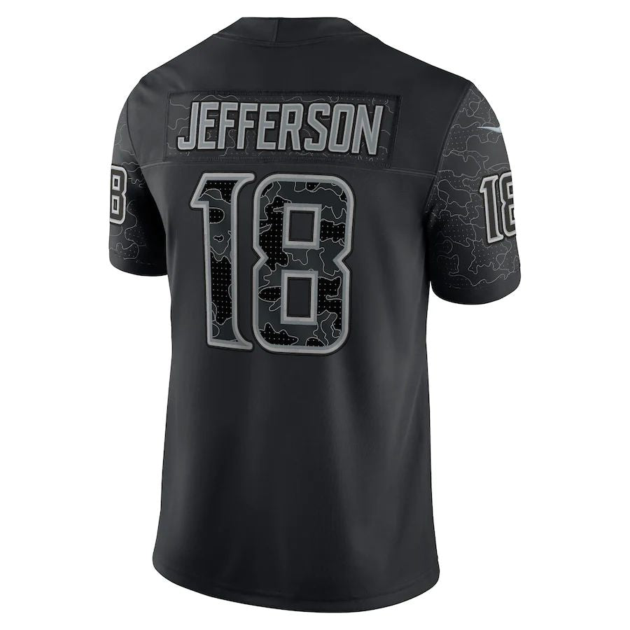 MN.Vikings #18 Justin Jefferson Black RFLCTV Limited Jersey Stitched American Football Jerseys - Main View