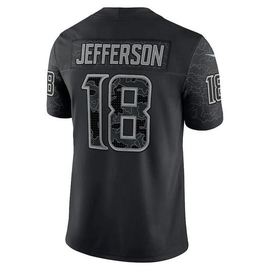 MN.Vikings #18 Justin Jefferson Black RFLCTV Limited Jersey Stitched American Football Jerseys - Main View