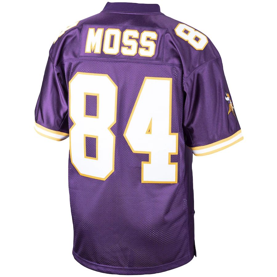 MN.Vikings #84 Randy Moss Mitchell & Ness Purple 1998 Authentic Throwback Retired Player Jersey Stitched American Football Jerseys - Main View