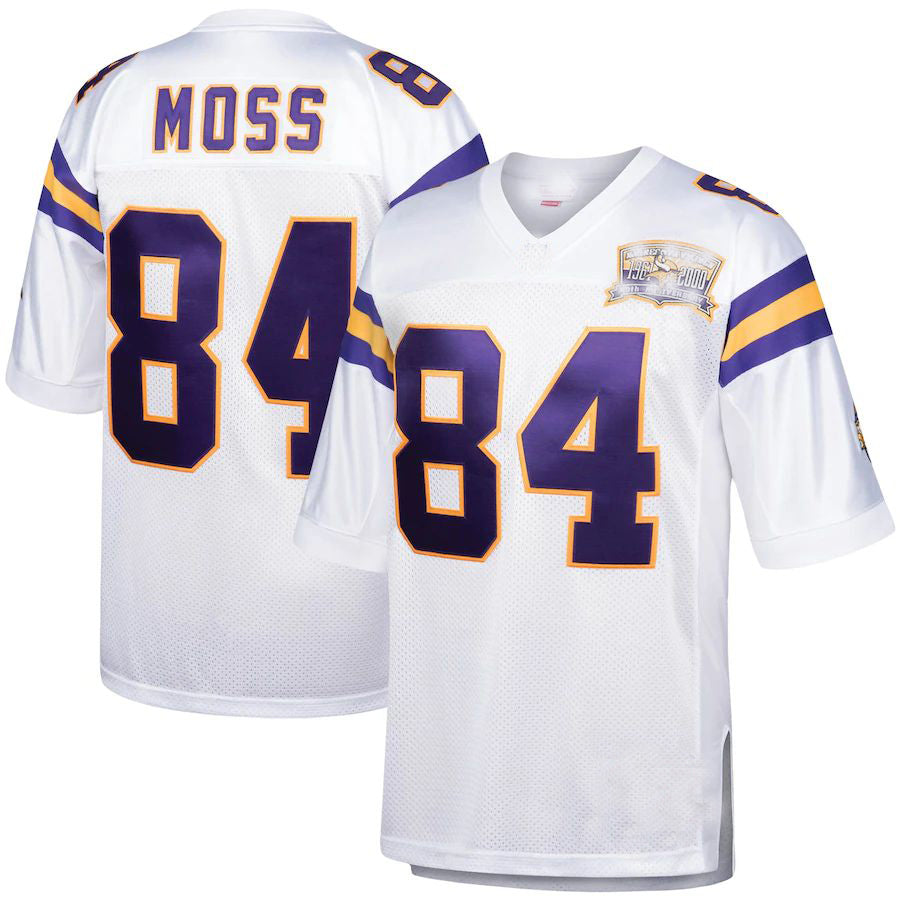 MN.Vikings #84 Randy Moss Mitchell & Ness White 2000 Authentic Throwback Retired Player Jersey Stitched American Football Jerseys - Main View
