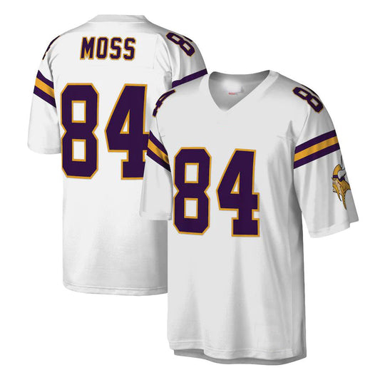 MN.Vikings #84 Randy Moss Mitchell & Ness White Legacy Replica Jersey Stitched American Football Jerseys - Main View