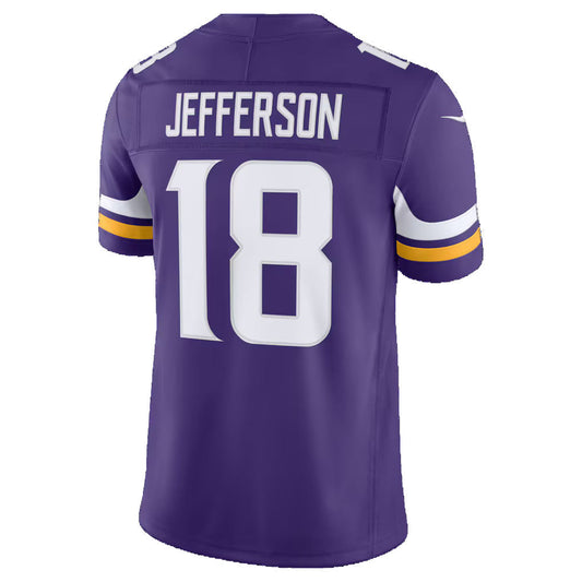 MN.Vikings #18 Justin Jefferson Purple Team Vapor F.U.S.E. Stitched Limited Football Jersey - Main View