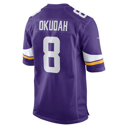MN.Vikings #8 Jeff Okudah Purple Team Game Stitched American Football Jerseys - Main View