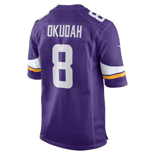 MN.Vikings #8 Jeff Okudah Purple Team Game Stitched American Football Jerseys - Main View