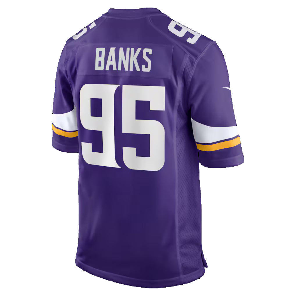 MN.Vikings #95 Caleb Banks Purple 2026 Draft First Round Pick No. 18 Team Game Stitched American Football Jerseys - Main View