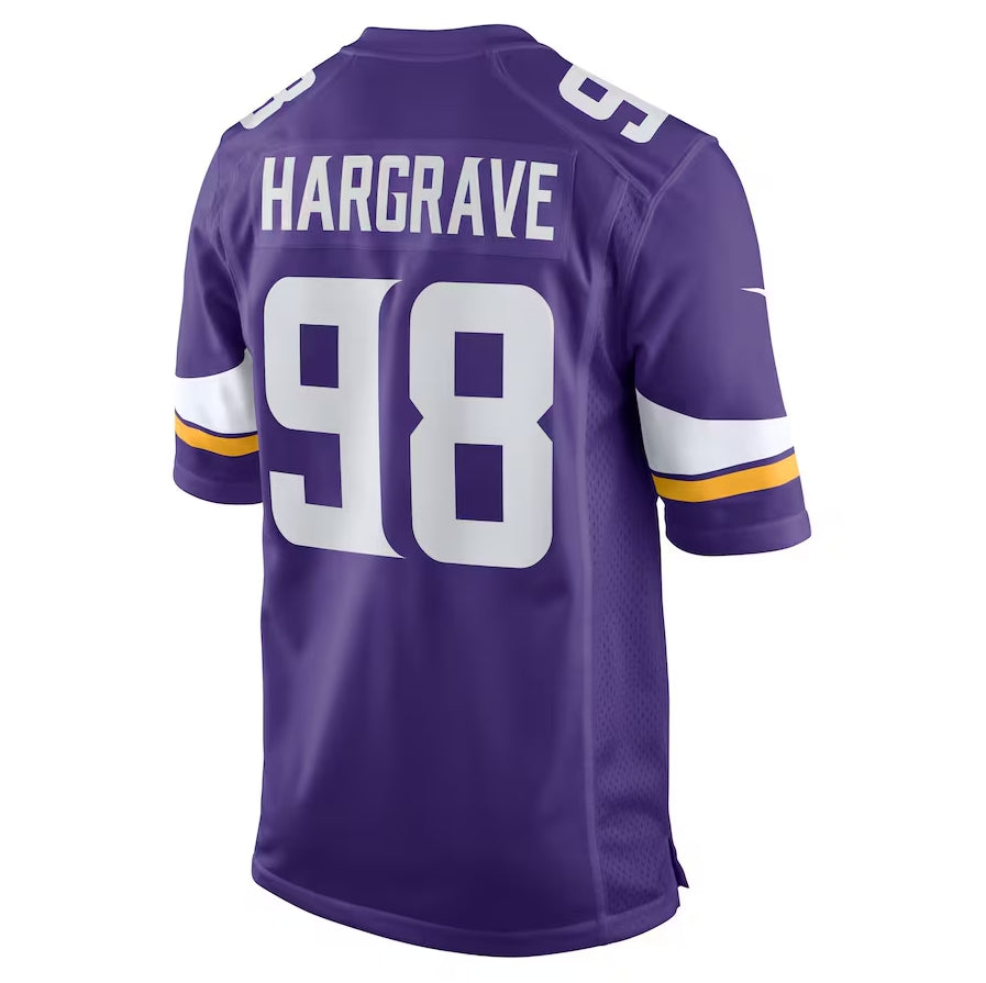 MN.Vikings #98 Javon Hargrave Purple Team Game Stitched American Football Jerseys - Main View