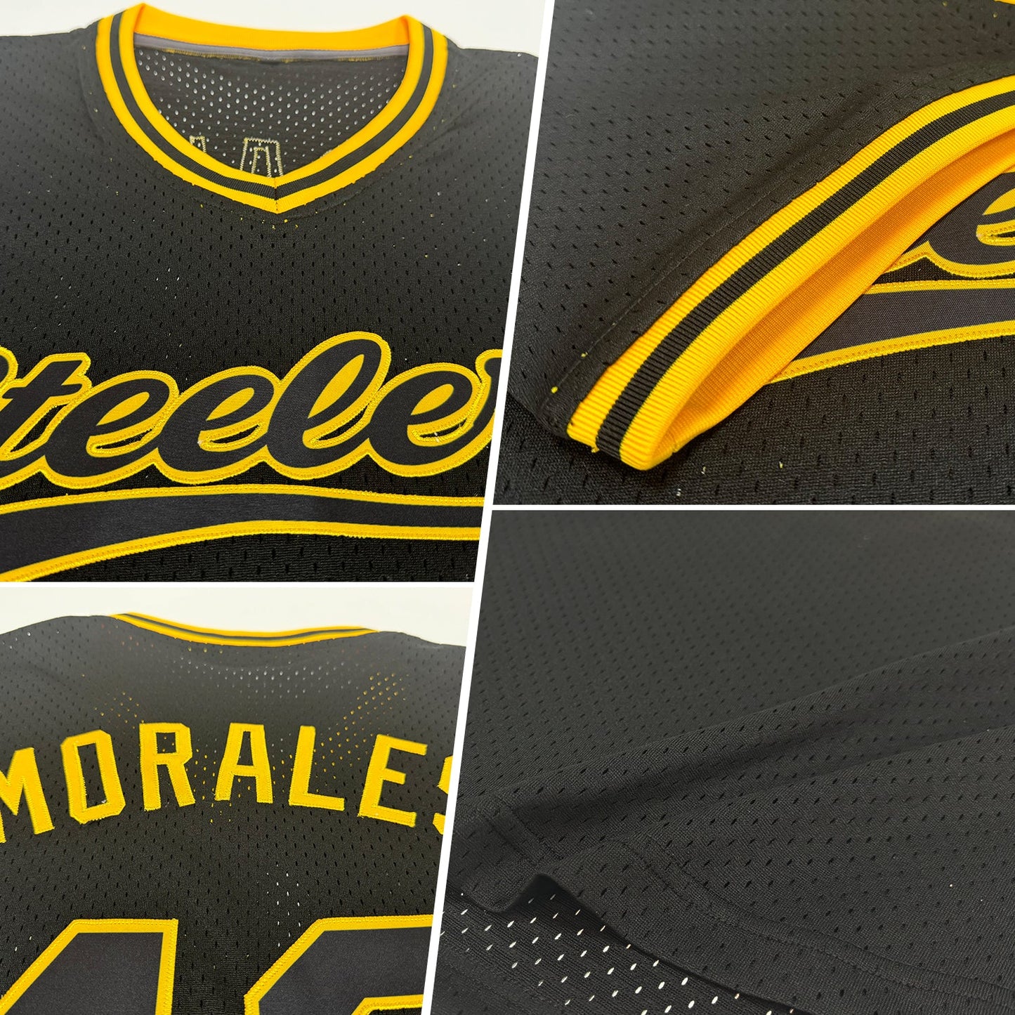 Custom Black Gold Authentic Throwback Baseball Jersey view 2