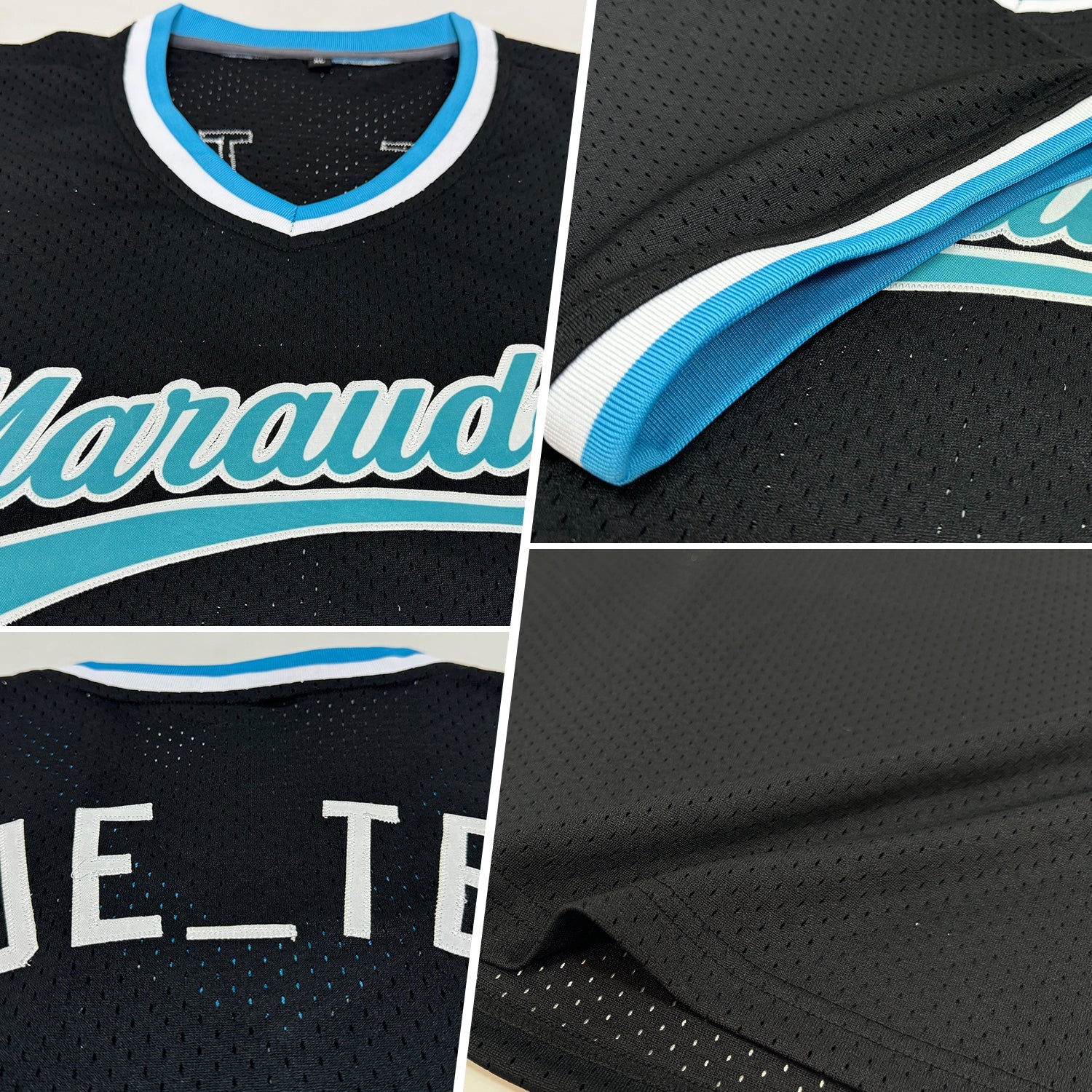 Custom Black Teal-White Authentic Throwback Baseball Jersey view 2