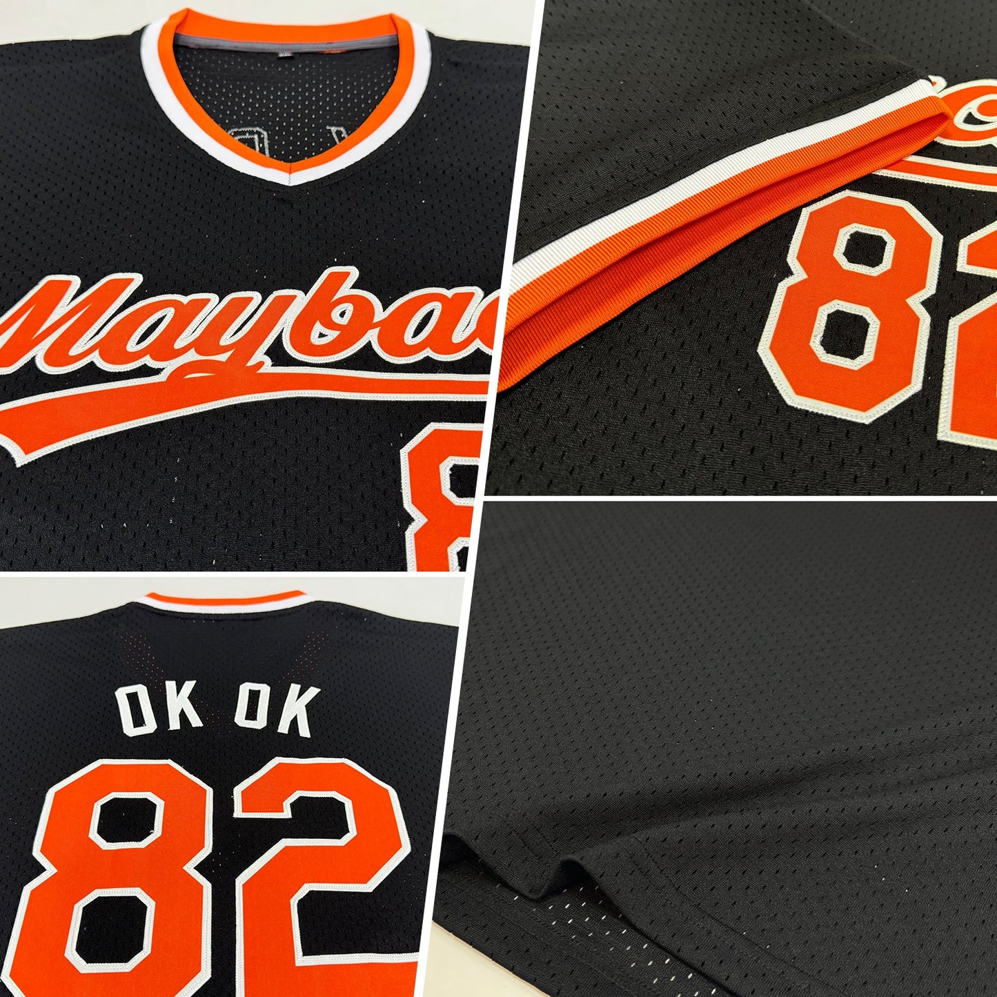 Custom Black Orange-White Authentic Throwback Baseball Jersey view 2