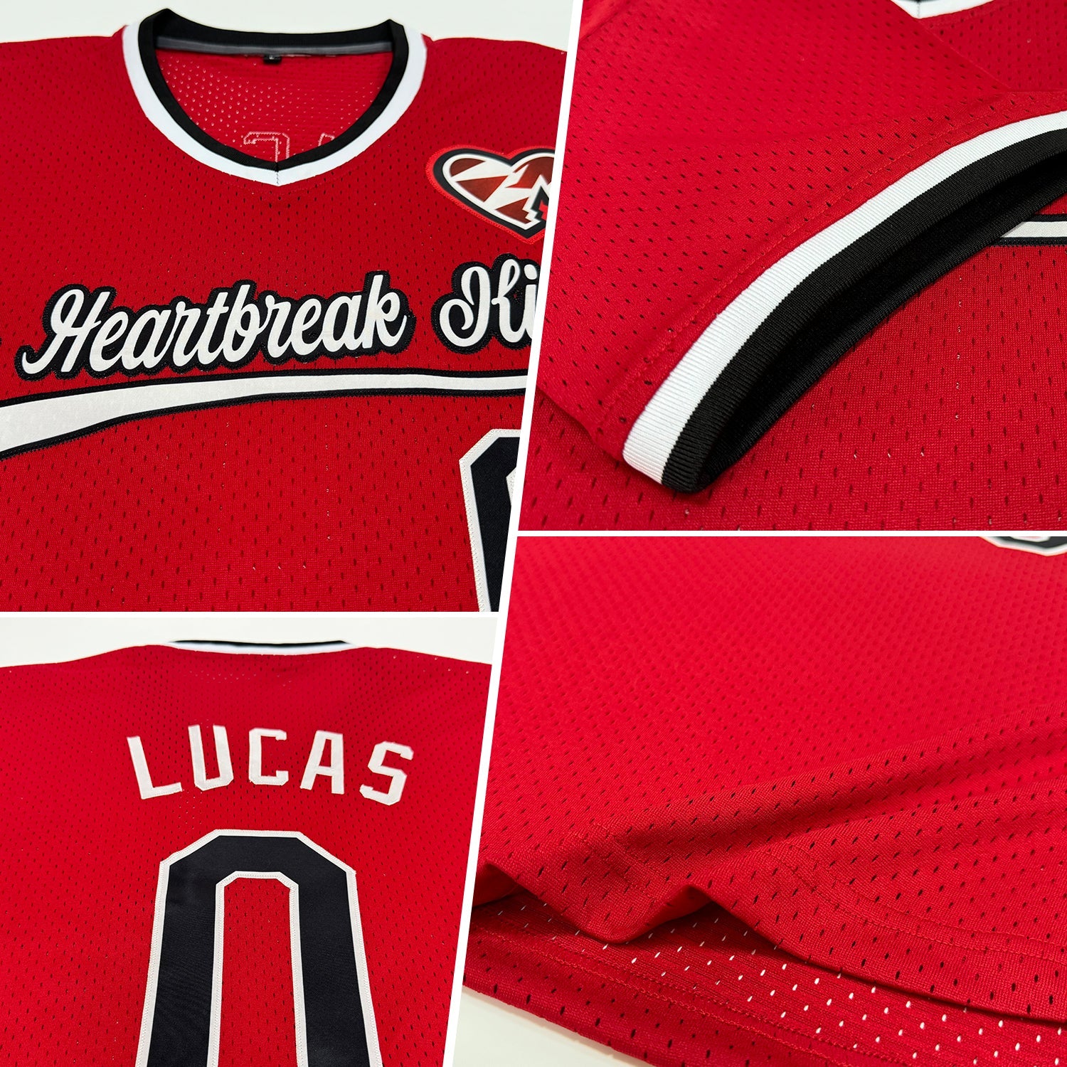 Custom Red Black-White Authentic Throwback Baseball Jersey view 2