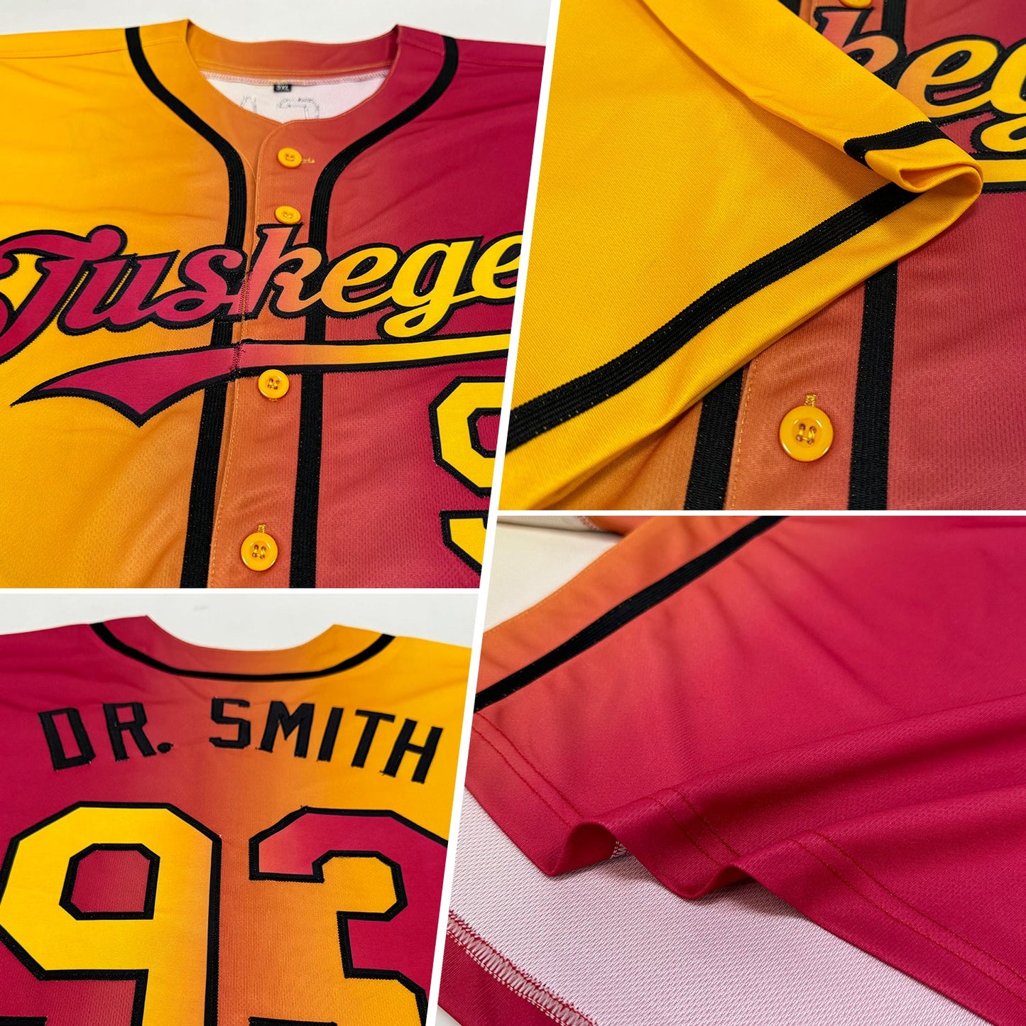 Custom Maroon Gold-Black Authentic Gradient Fashion Baseball Jersey view 2