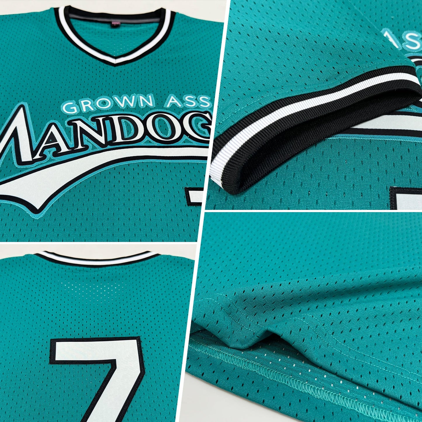 Custom Teal White-Black Authentic Throwback Baseball Jersey view 2