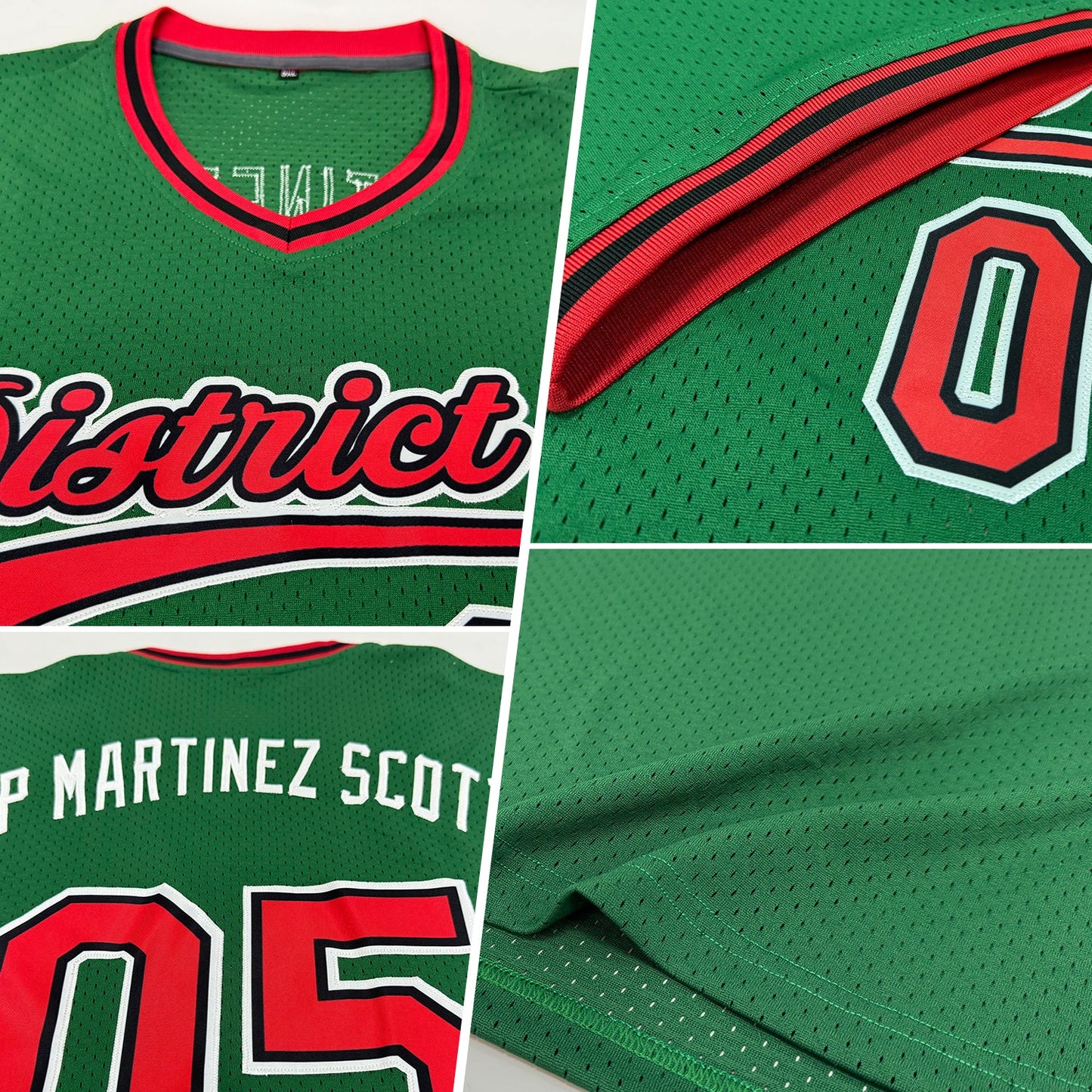 Custom Kelly Green Red-Black Authentic Throwback Baseball Jersey view 2