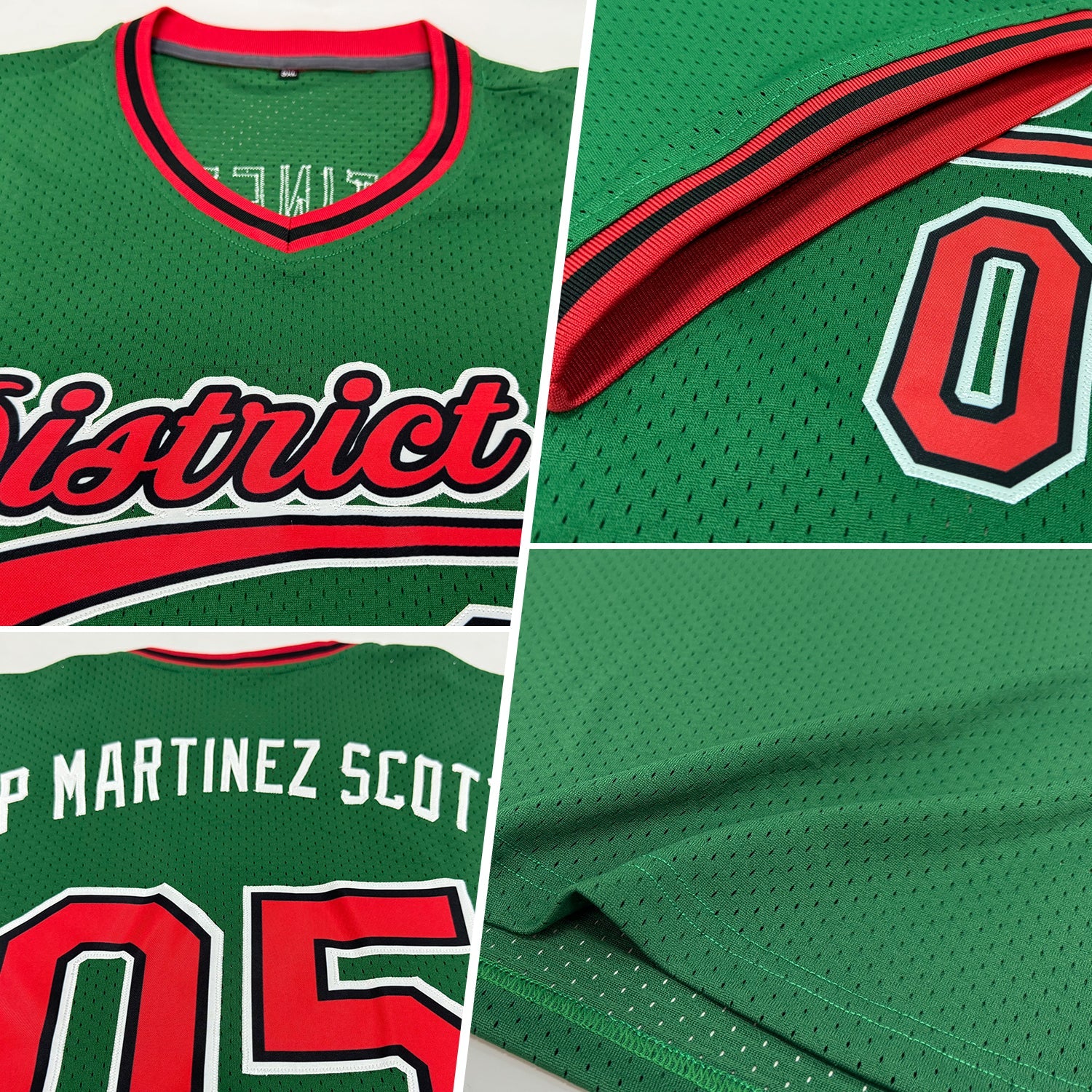 Custom Kelly Green Red-Black Authentic Throwback Baseball Jersey view 2