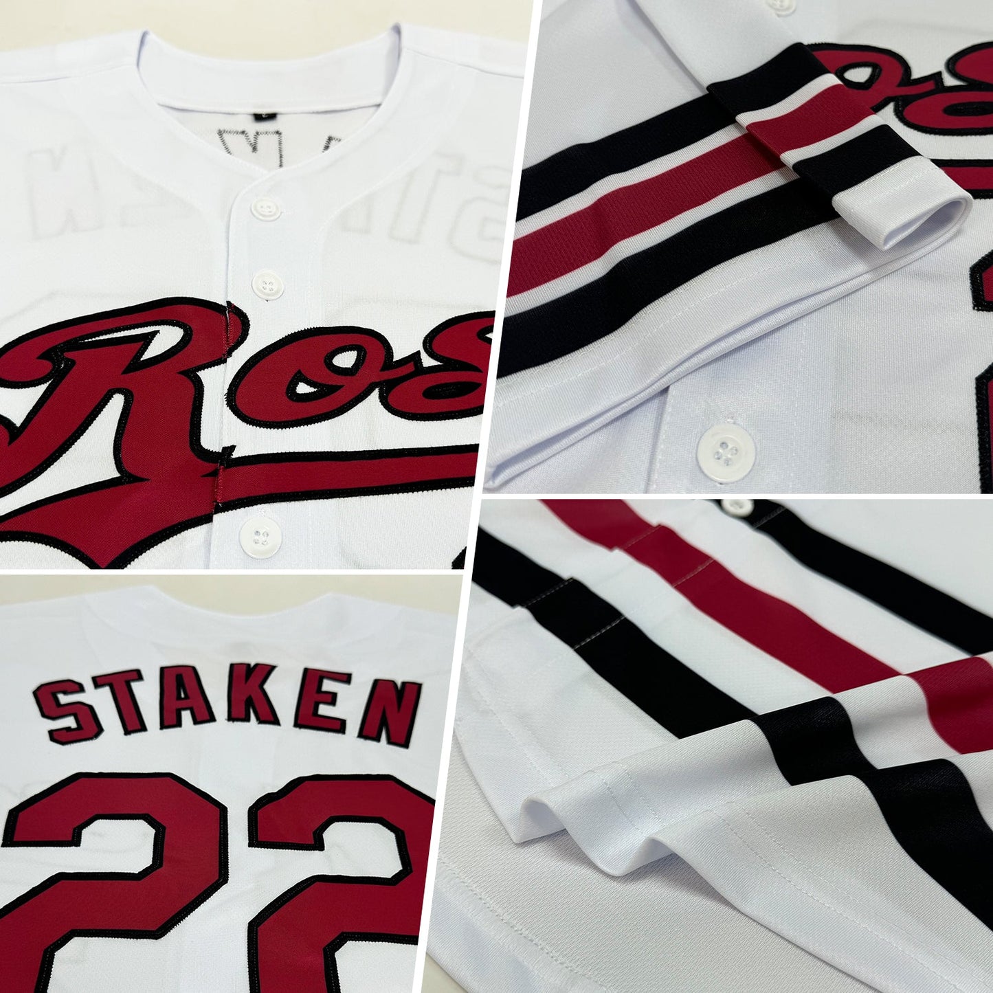 Custom White Crimson-Black Line Authentic Baseball Jersey view 2