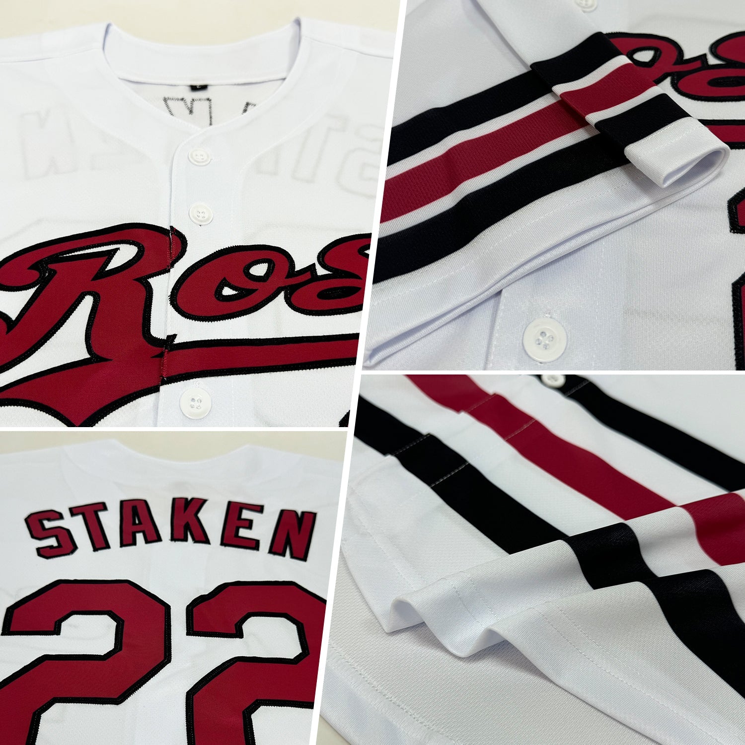 Custom White Crimson-Black Line Authentic Baseball Jersey view 2