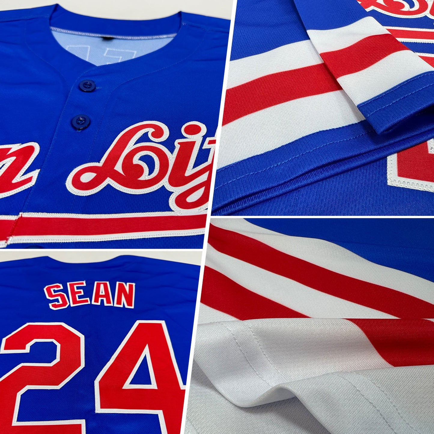 Custom Thunder Blue Red-White Line Authentic Baseball Jersey view 2