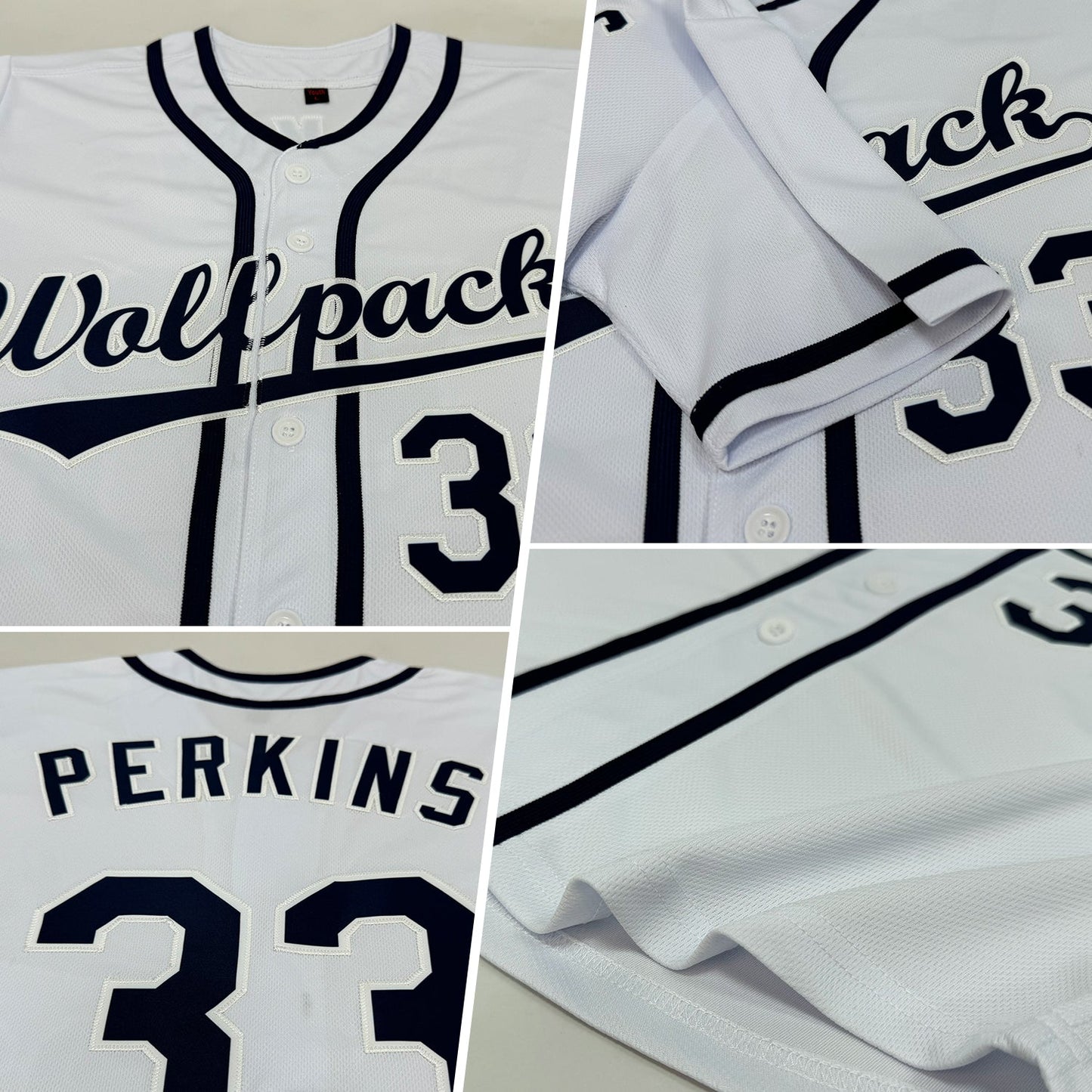 Custom White Navy Baseball Jersey view 2