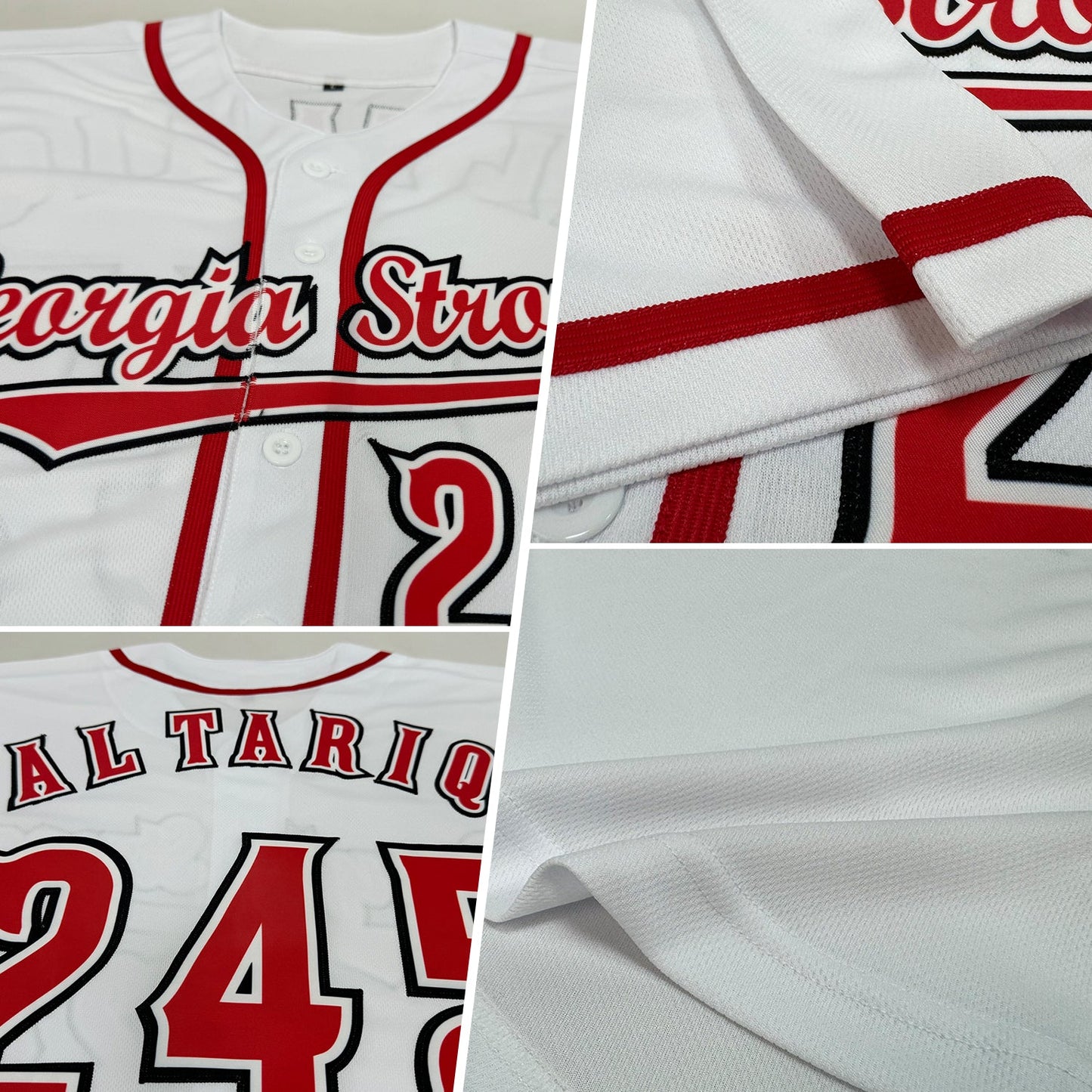 Custom White Red-Black Baseball Jersey view 2