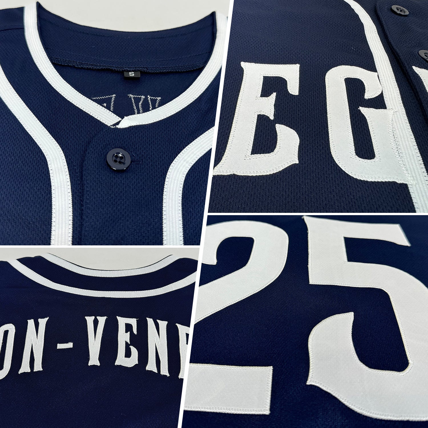 Custom Navy White Authentic Baseball Jersey view 2