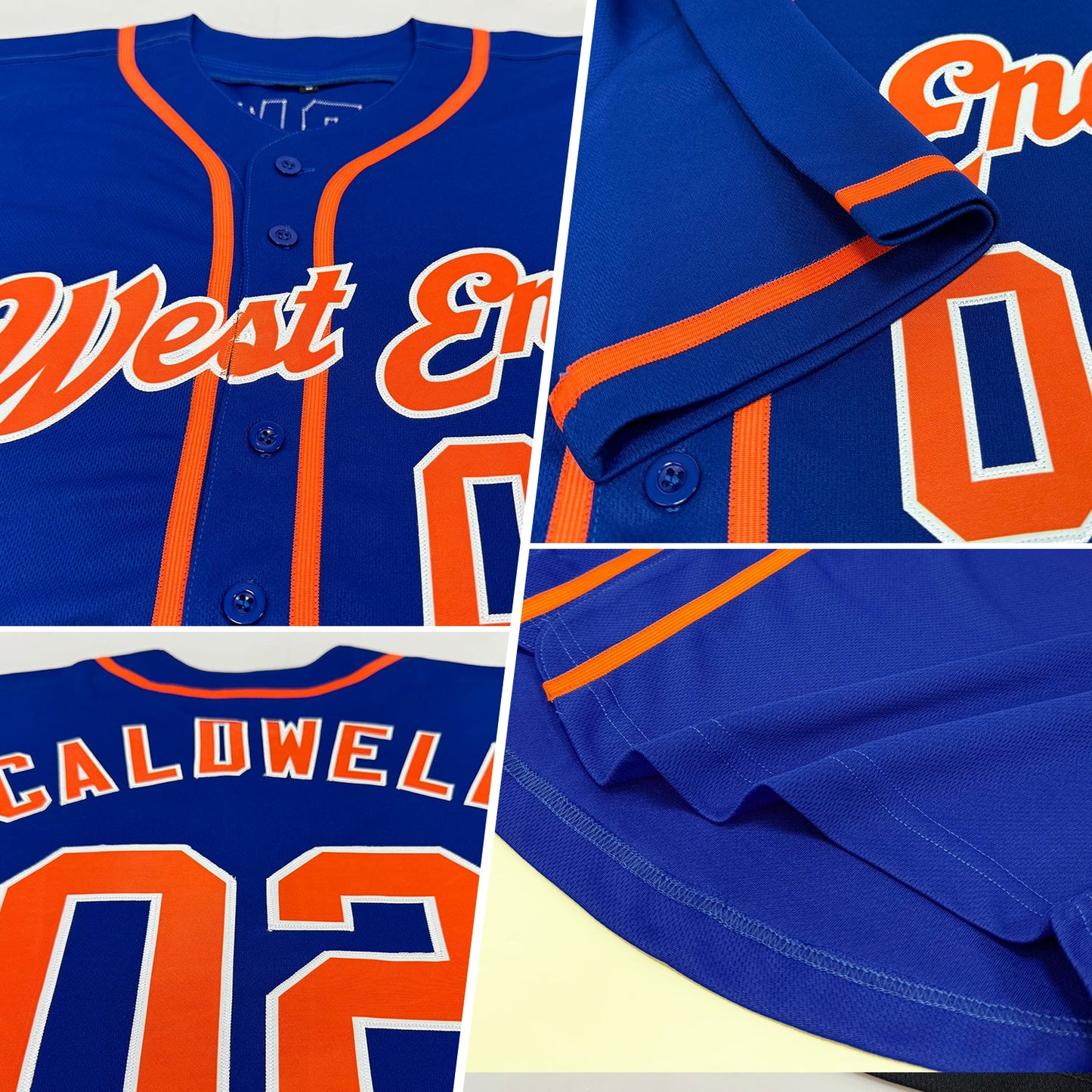 Custom Royal Orange-White Authentic Baseball Jersey view 2