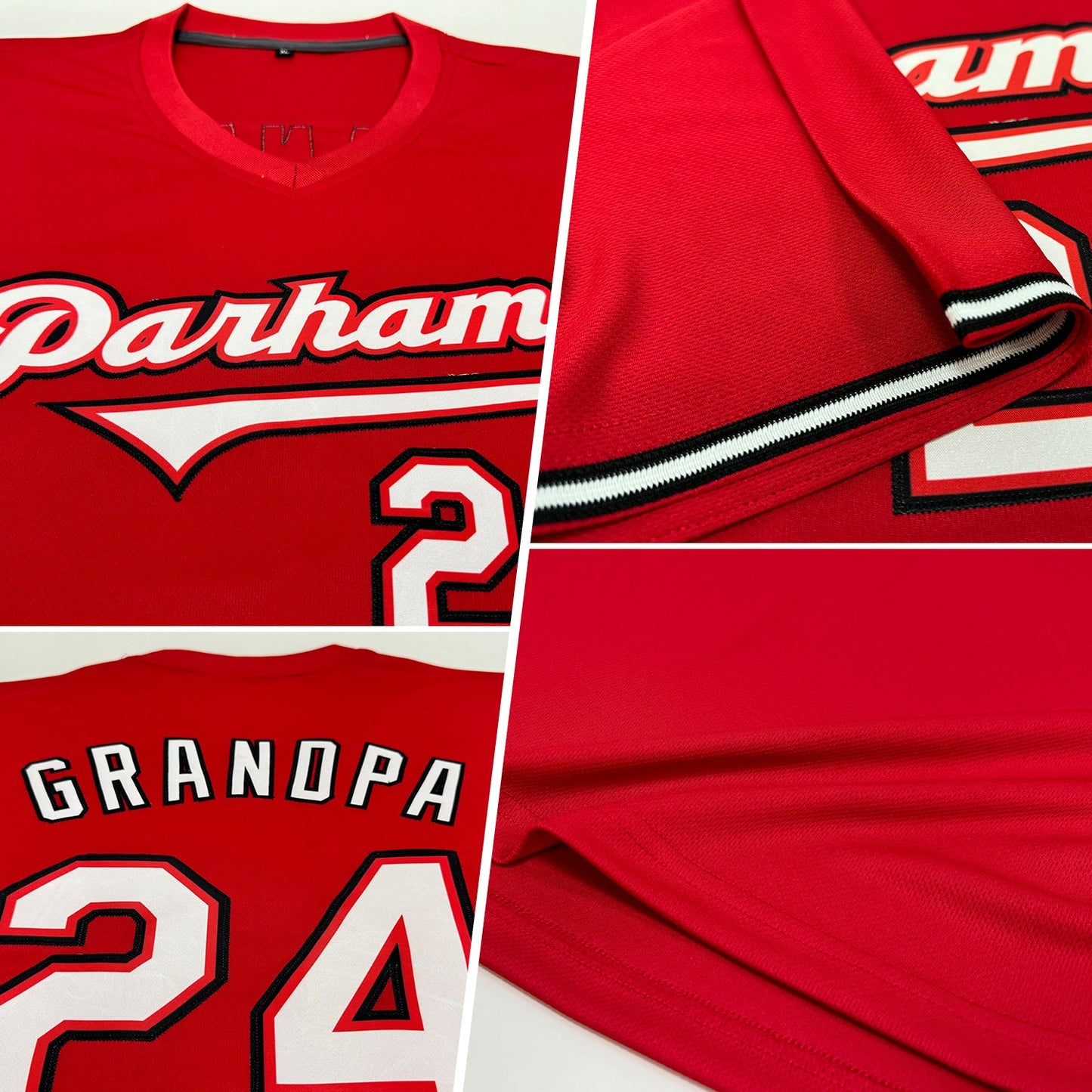 Custom Red White-Black Authentic Throwback Rib-Knit Baseball Jersey Shirt view 2