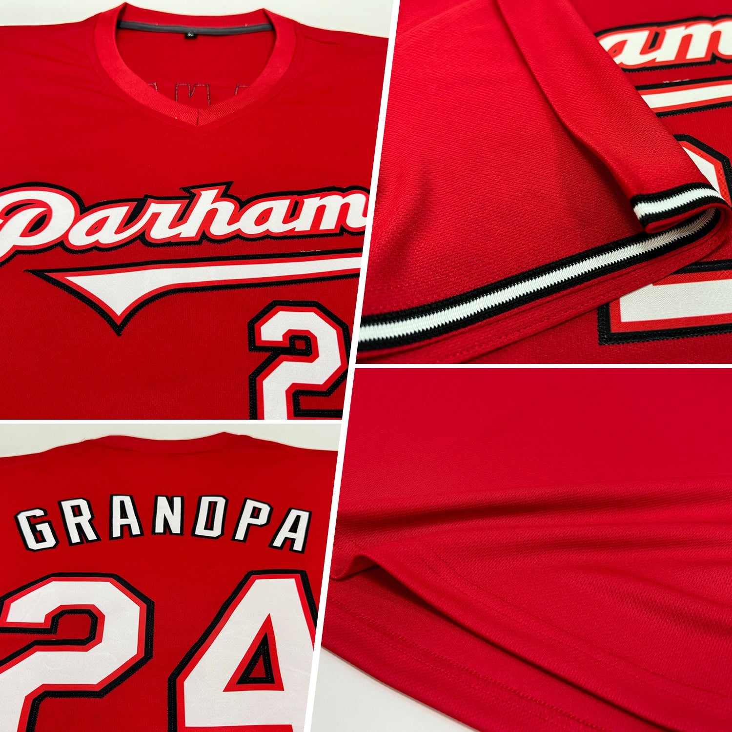 Custom Red White-Black Authentic Throwback Rib-Knit Baseball Jersey Shirt view 2