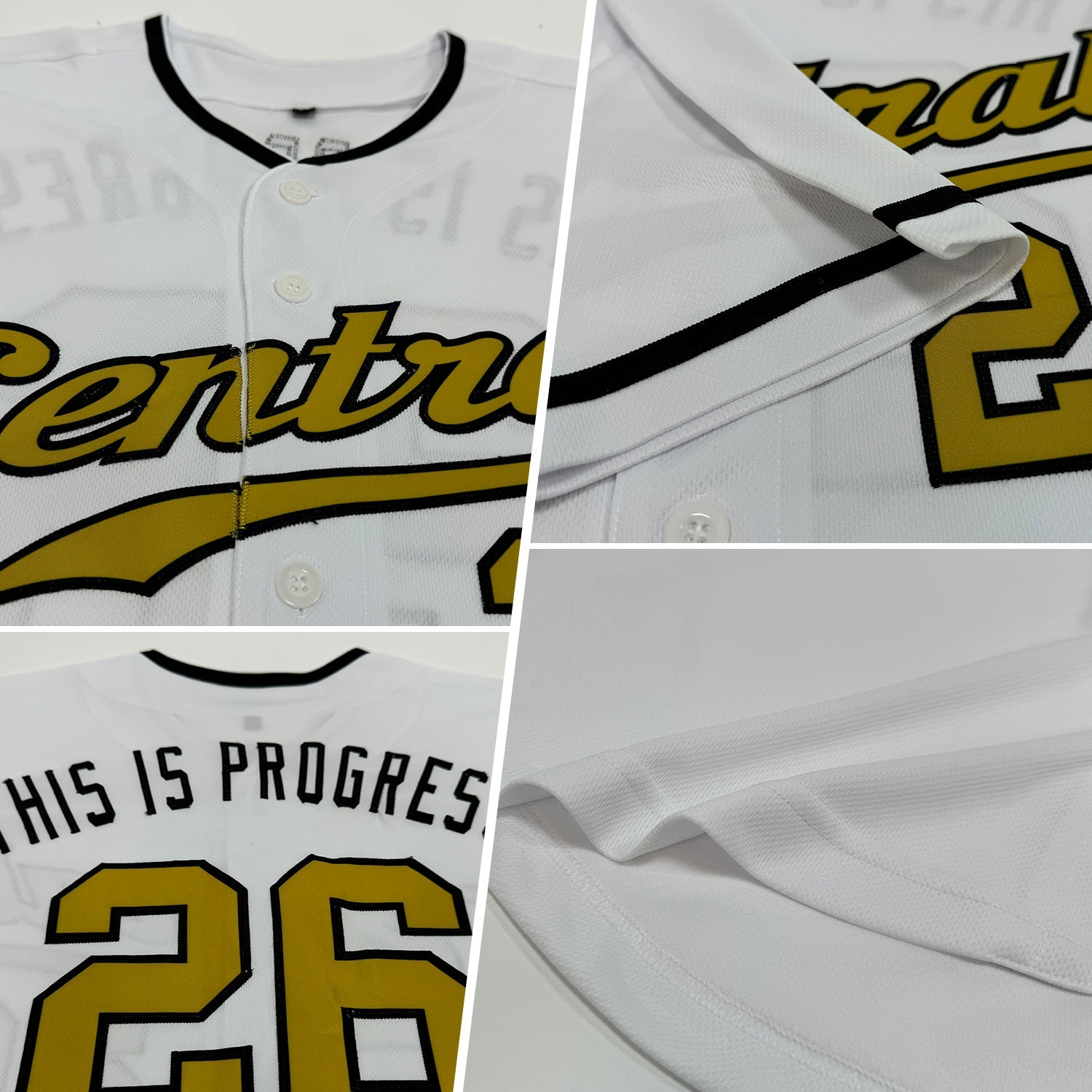 Custom White Old Gold-Black Authentic Baseball Jersey view 2