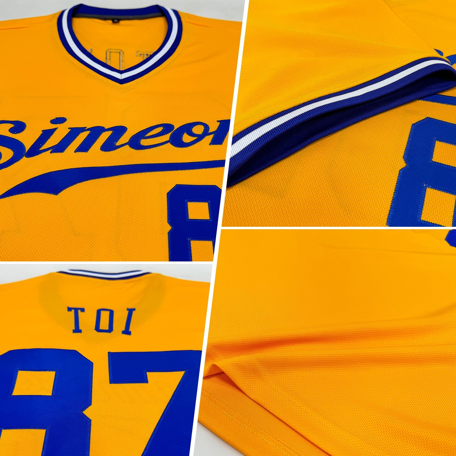 Custom Gold Royal-White Authentic Throwback Rib-Knit Baseball Jersey Shirt view 2