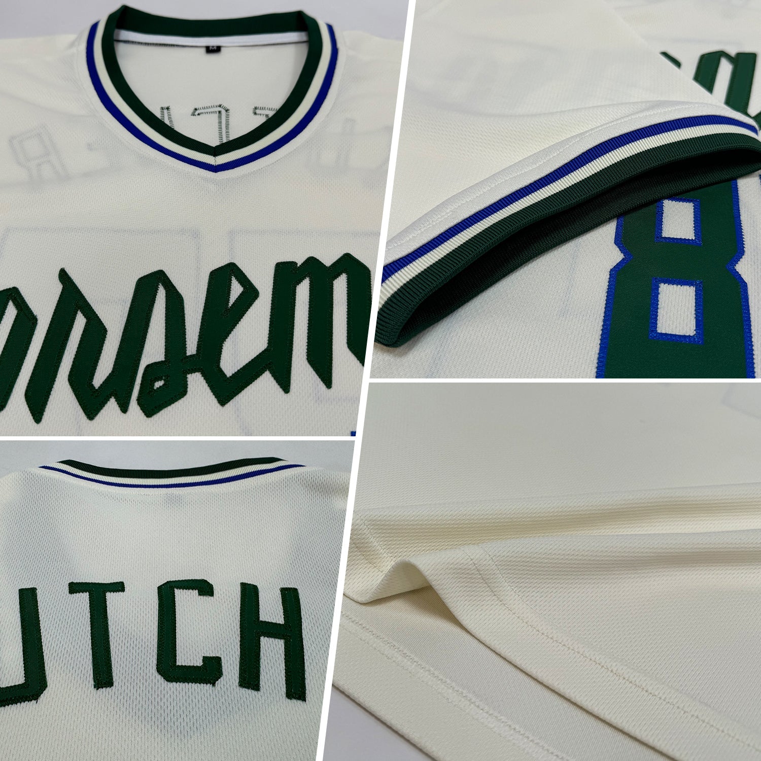 Custom Cream Hunter Green-Royal Authentic Throwback Rib-Knit Baseball Jersey Shirt view 2