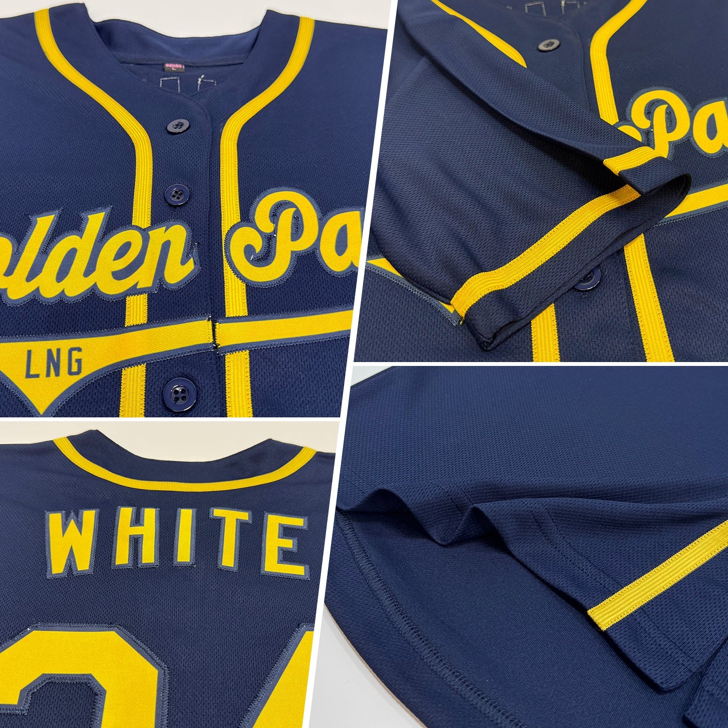Custom Navy Gold Authentic Baseball Jersey view 2