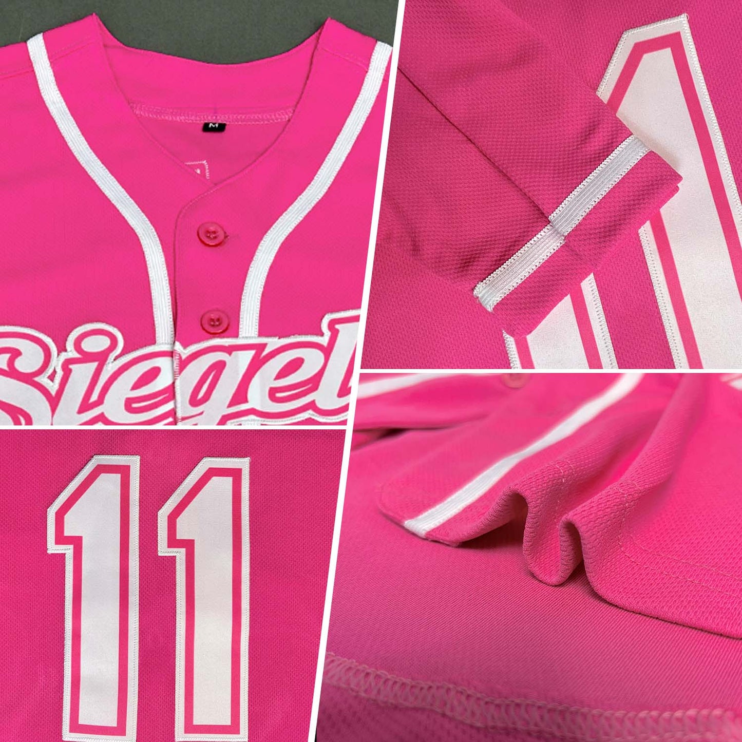 Custom Pink White Authentic Baseball Jersey view 2