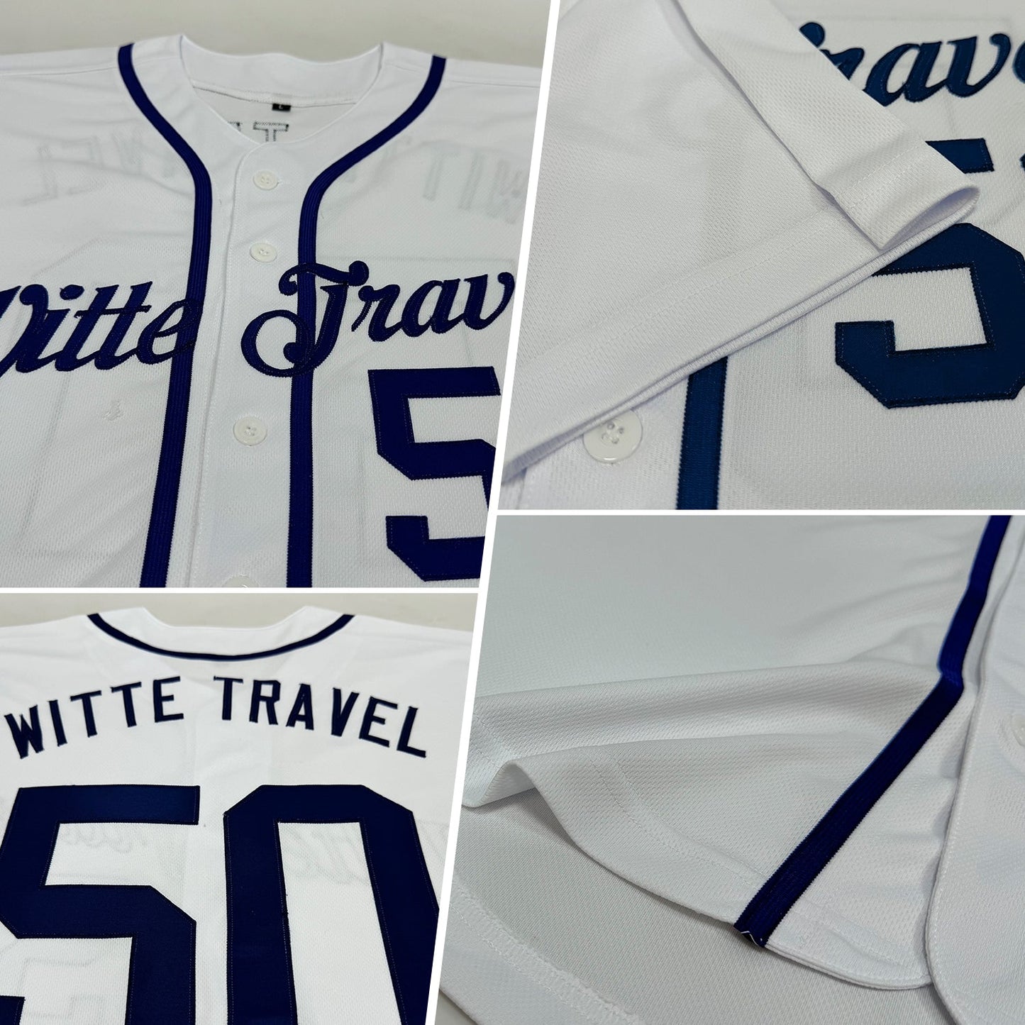 Custom White Navy Authentic Baseball Jersey view 2