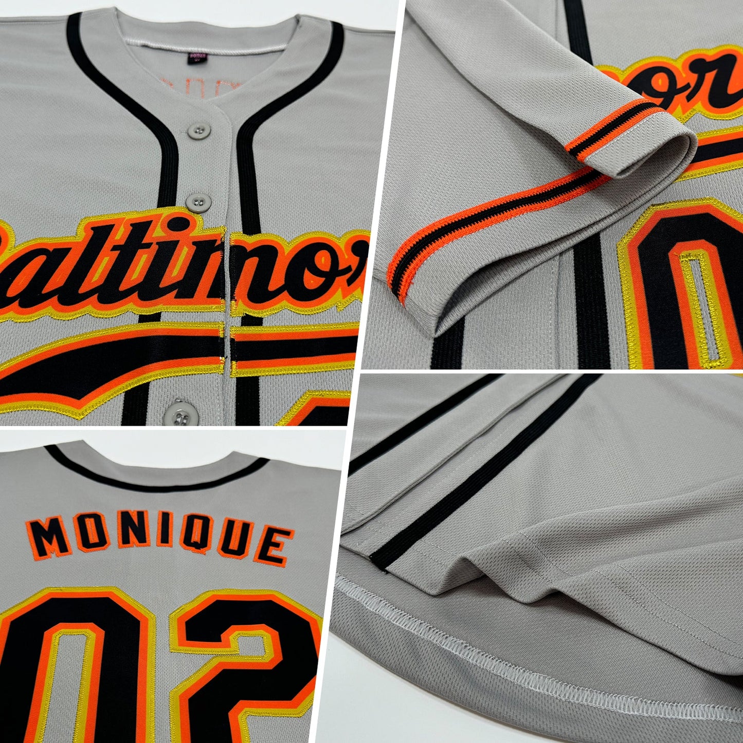 Custom Gray Black-Orange Authentic Baseball Jersey view 2