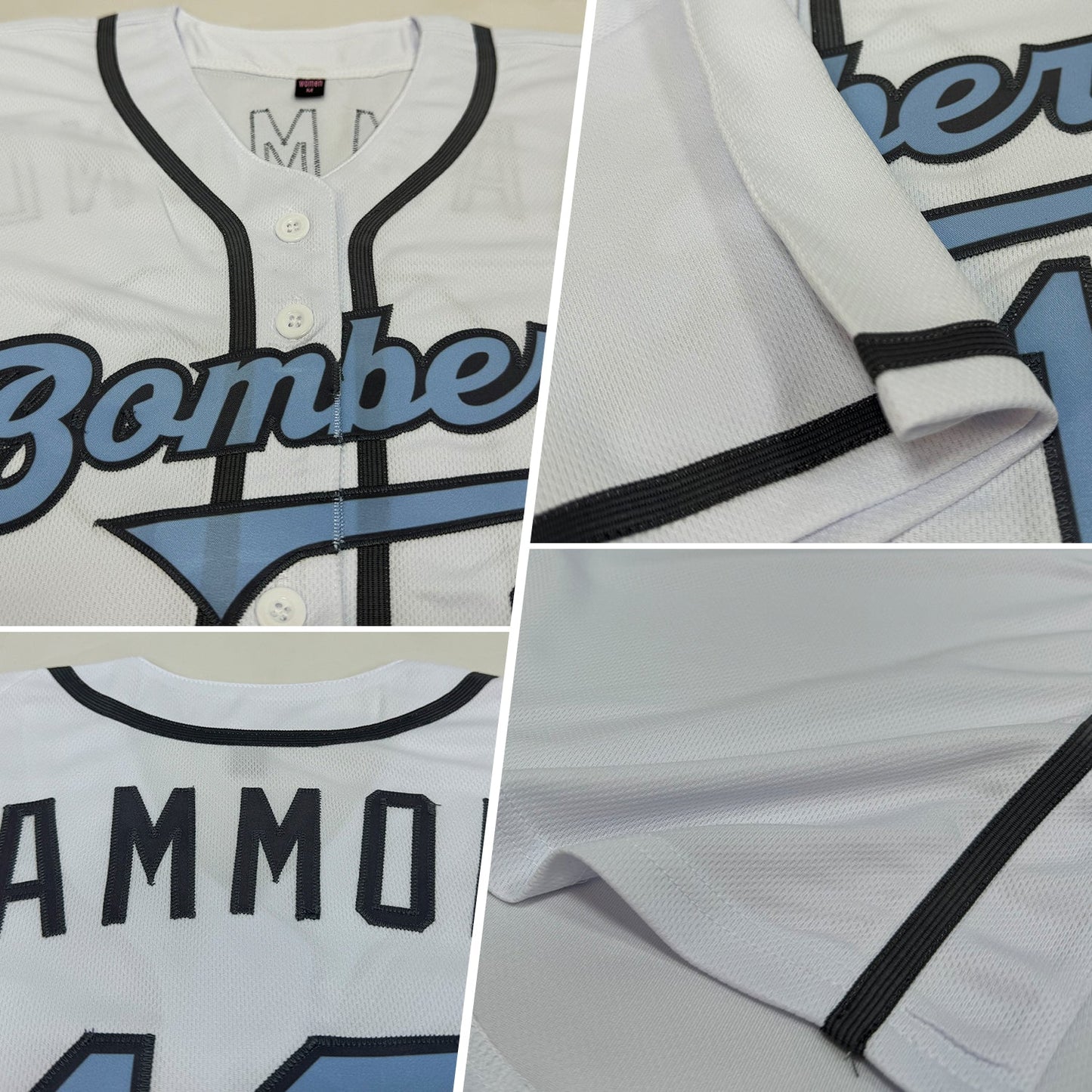 Custom White Light Blue-Steel Gray Authentic Father's Day Baseball Jersey view 2