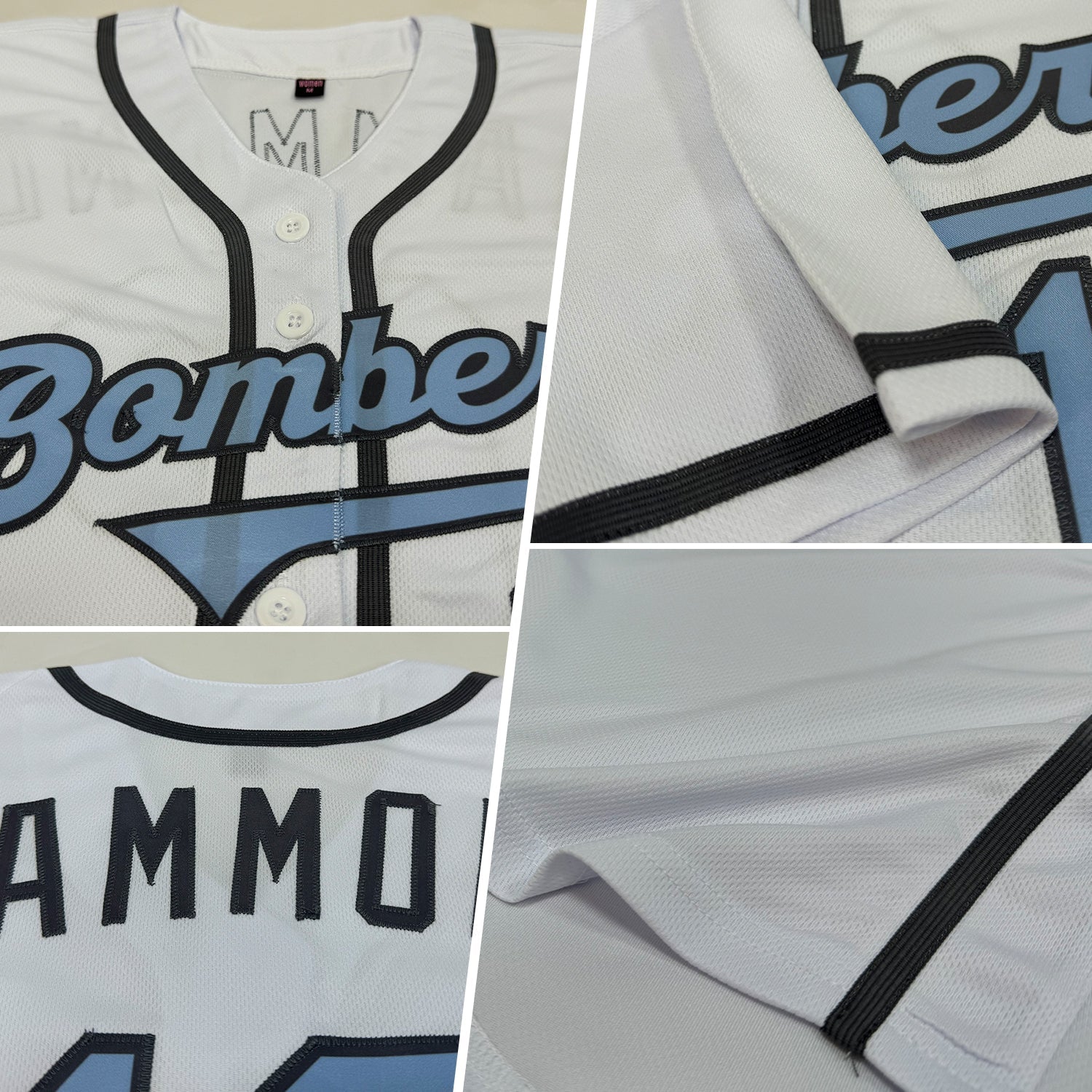 Custom White Light Blue-Steel Gray Authentic Father's Day Baseball Jersey view 2