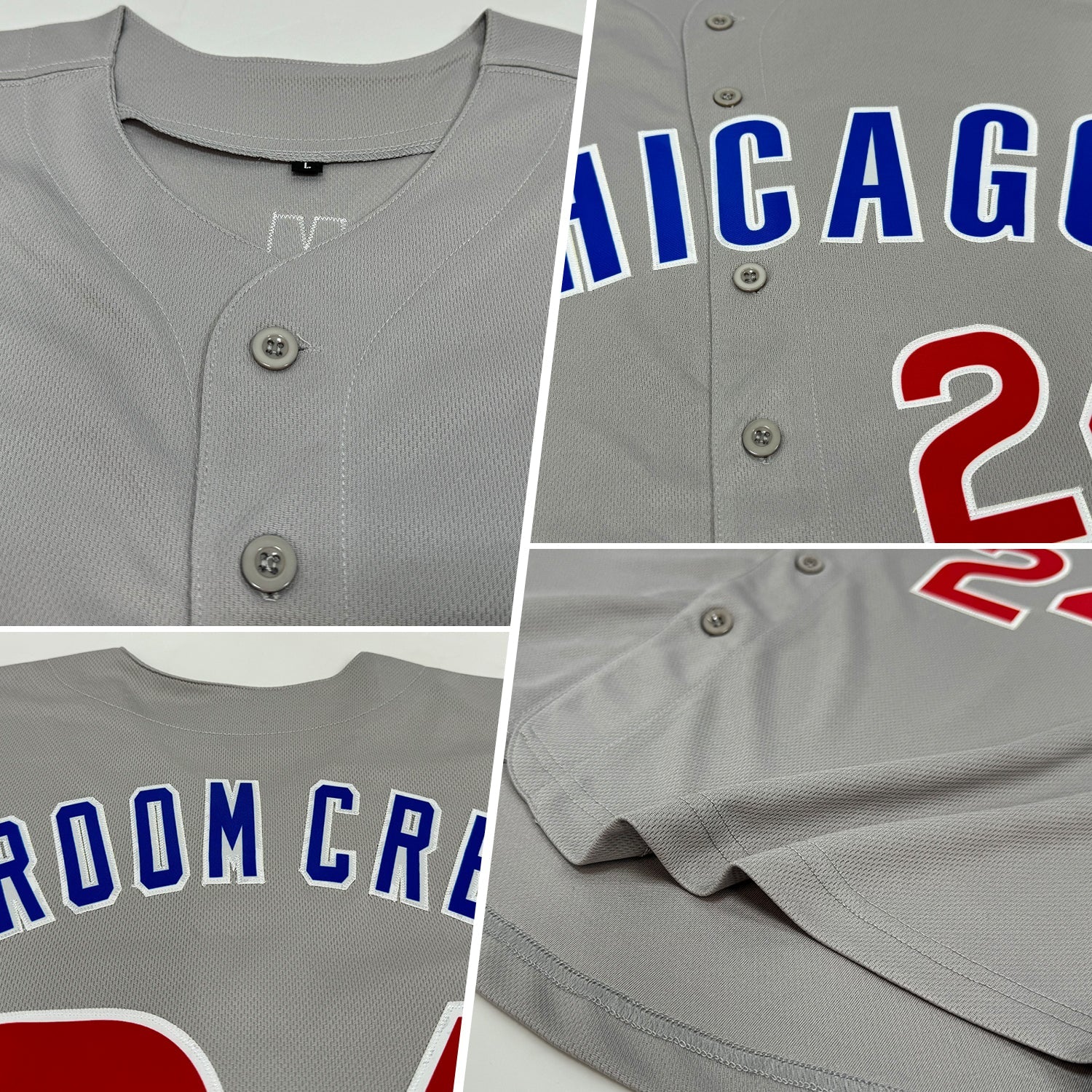 Custom Gray Red-Royal Baseball Jersey view 2