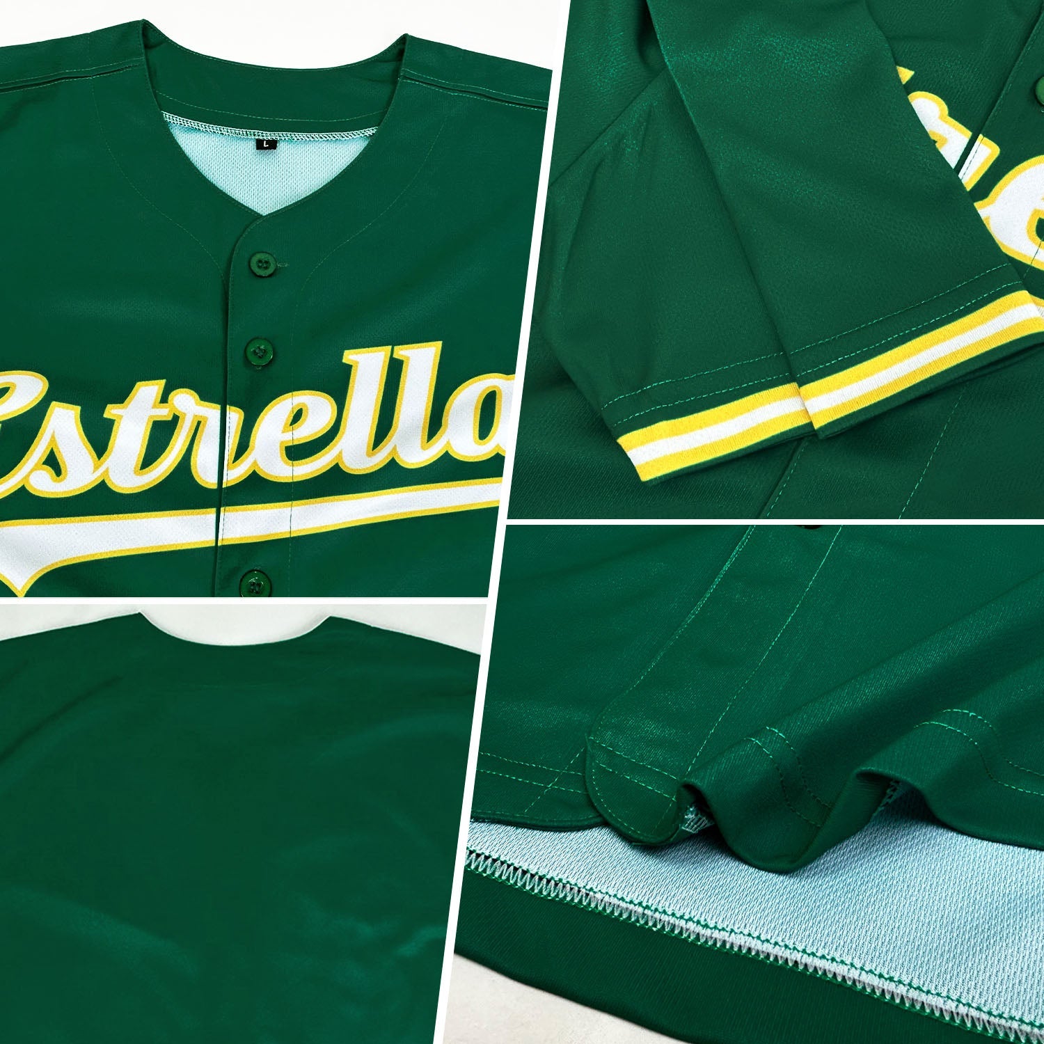 Custom Kelly Green White-Gold Authentic Baseball Jersey view 2