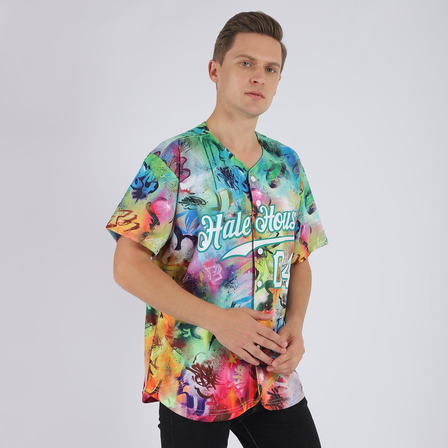 Custom Scratch Graffiti Pattern White-Kelly Green 3D Authentic Baseball Jersey view 2
