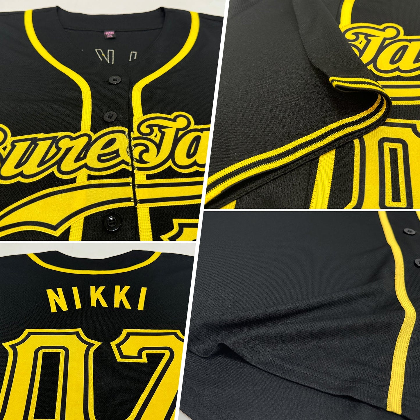 Custom Black Gold Authentic Baseball Jersey view 2
